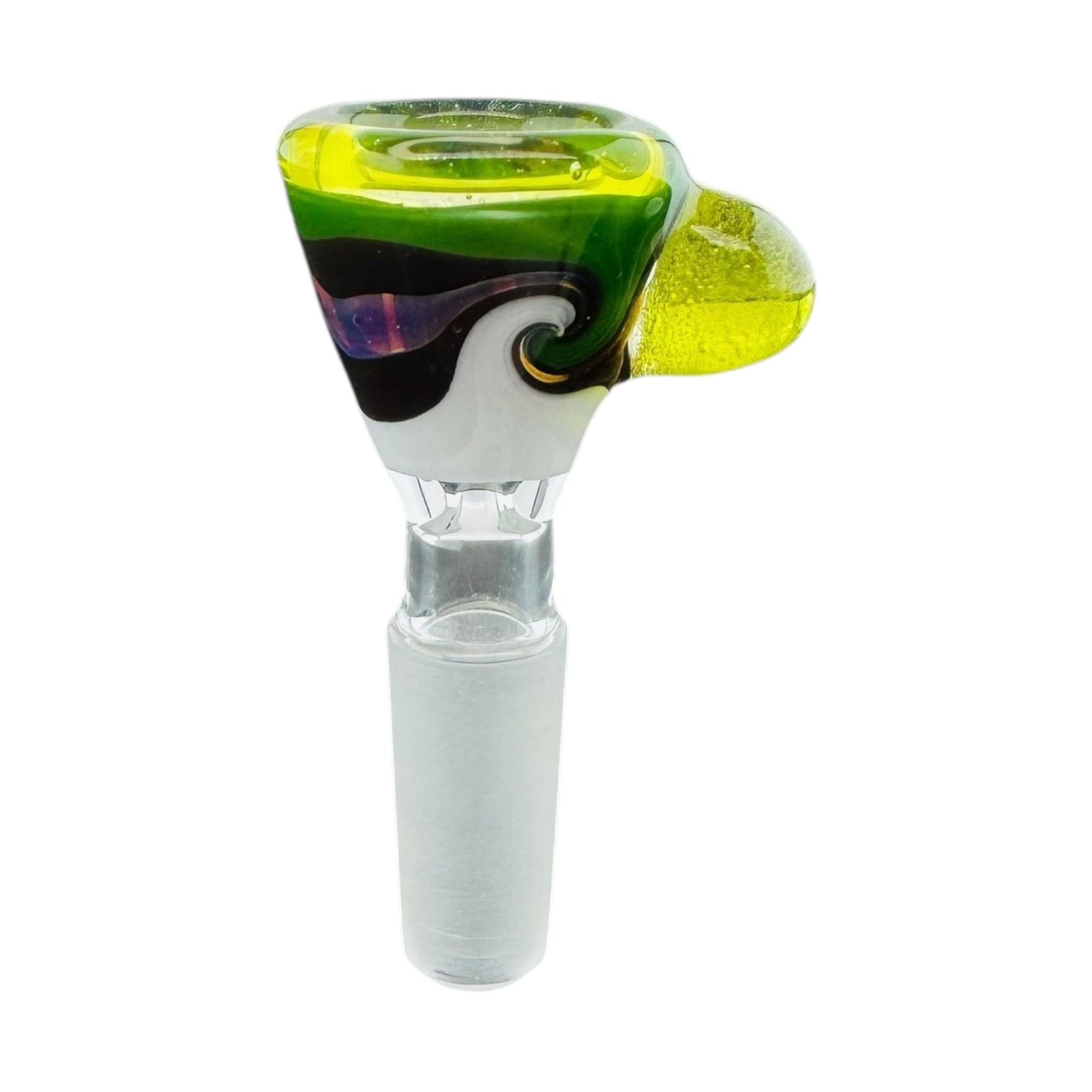 N3RD Glass 10mm Flower Bowl White Black Green Twirl