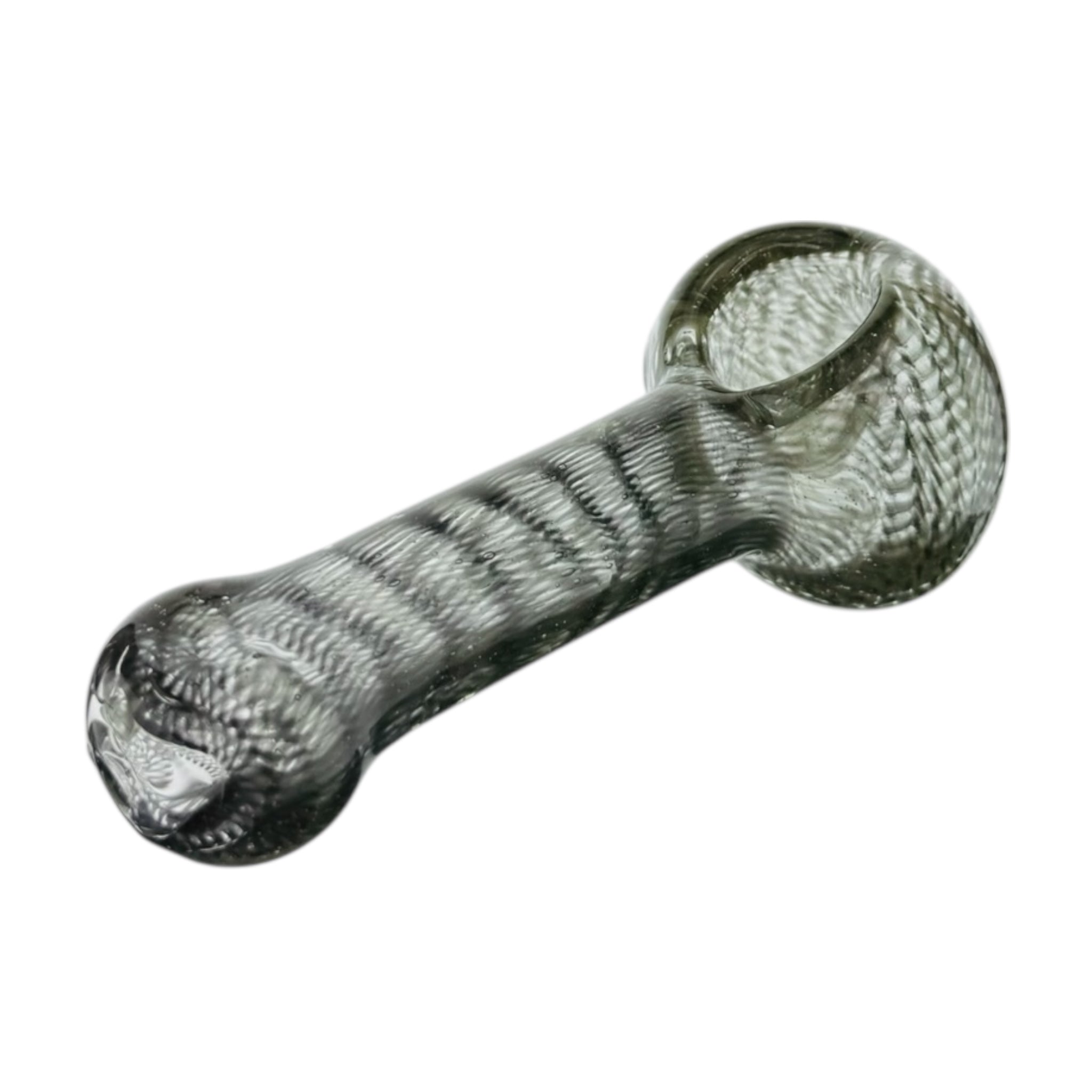 Inside Out Black Glass Hand Pipe With Flat Mouthpiece