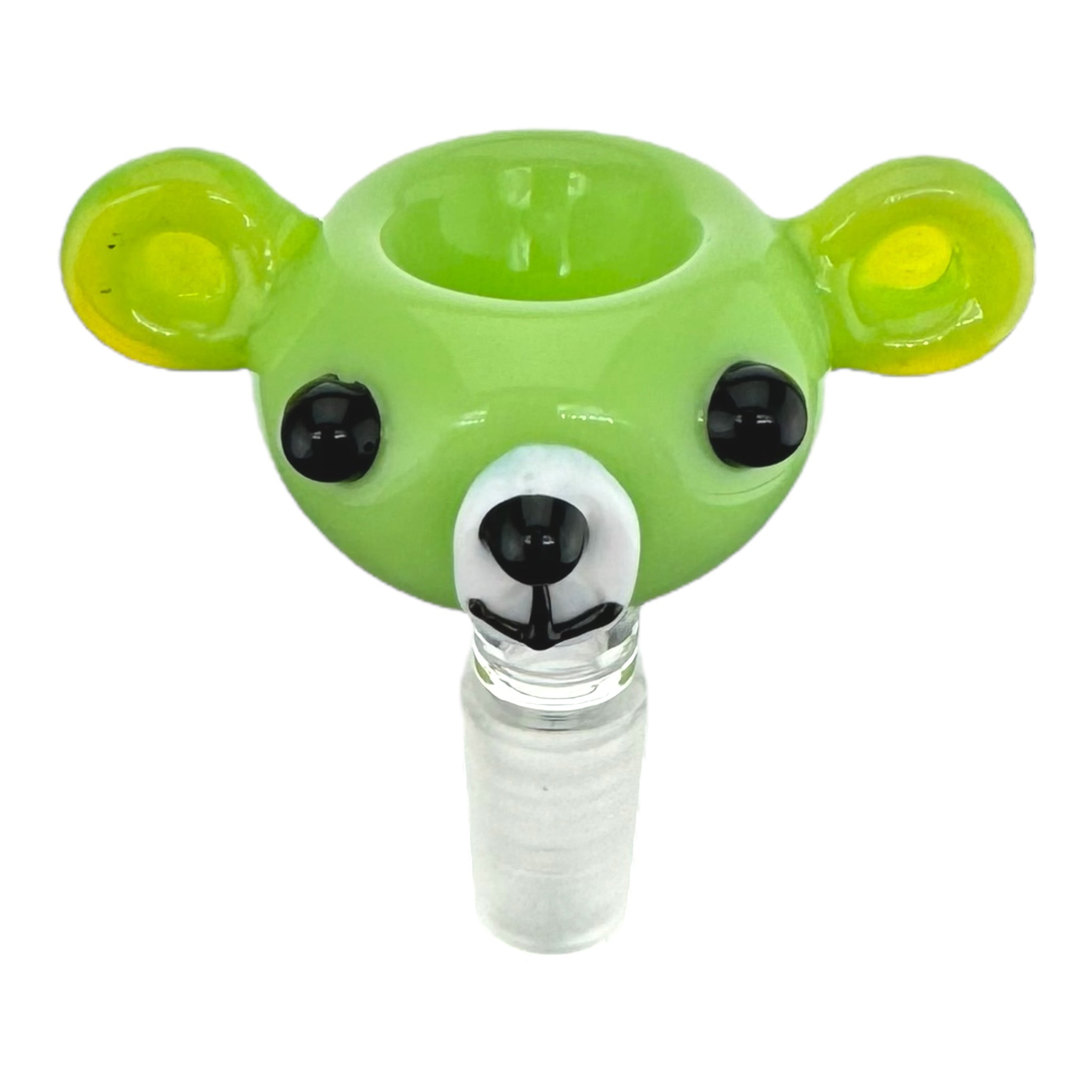 cute and girly Green Teddy Bear 14mm Glass Bong Bowl for sale