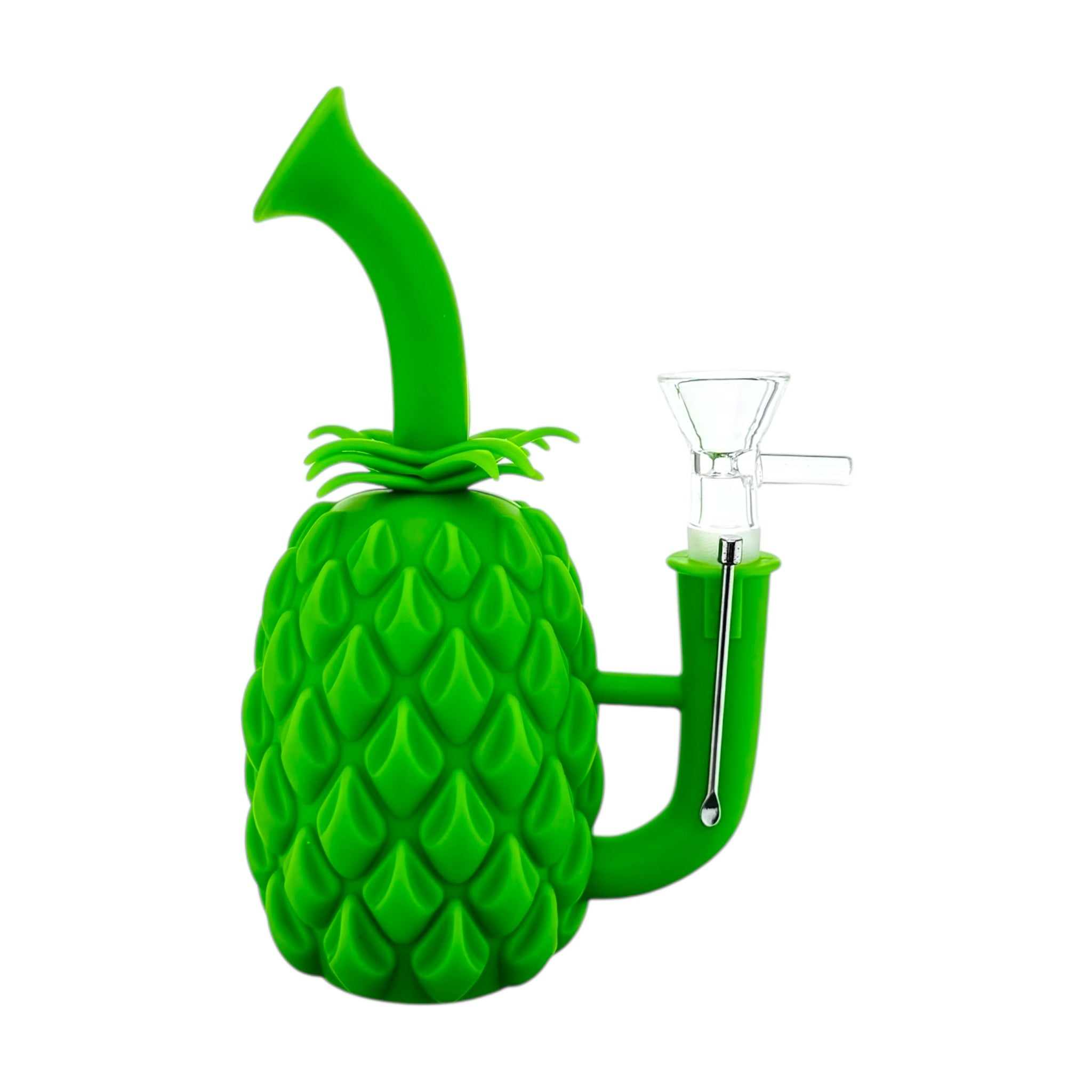 Green Pineapple Express Silicone Bubbler Bong With Magnetic Tool Holder