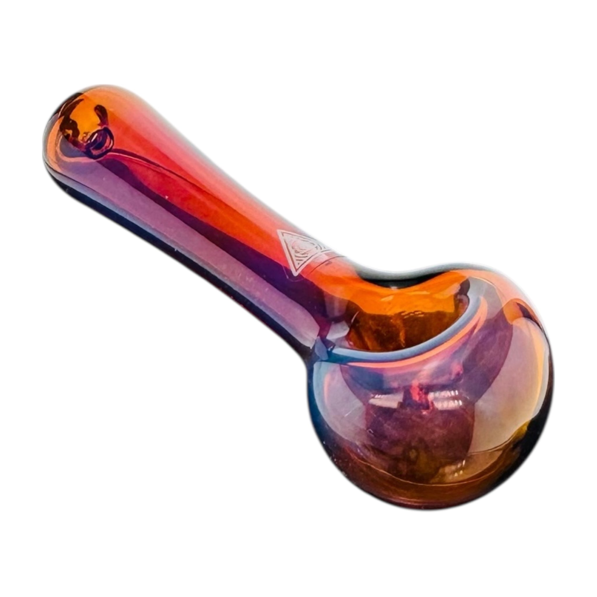 Glass pipe with a gradient color pattern on a white background