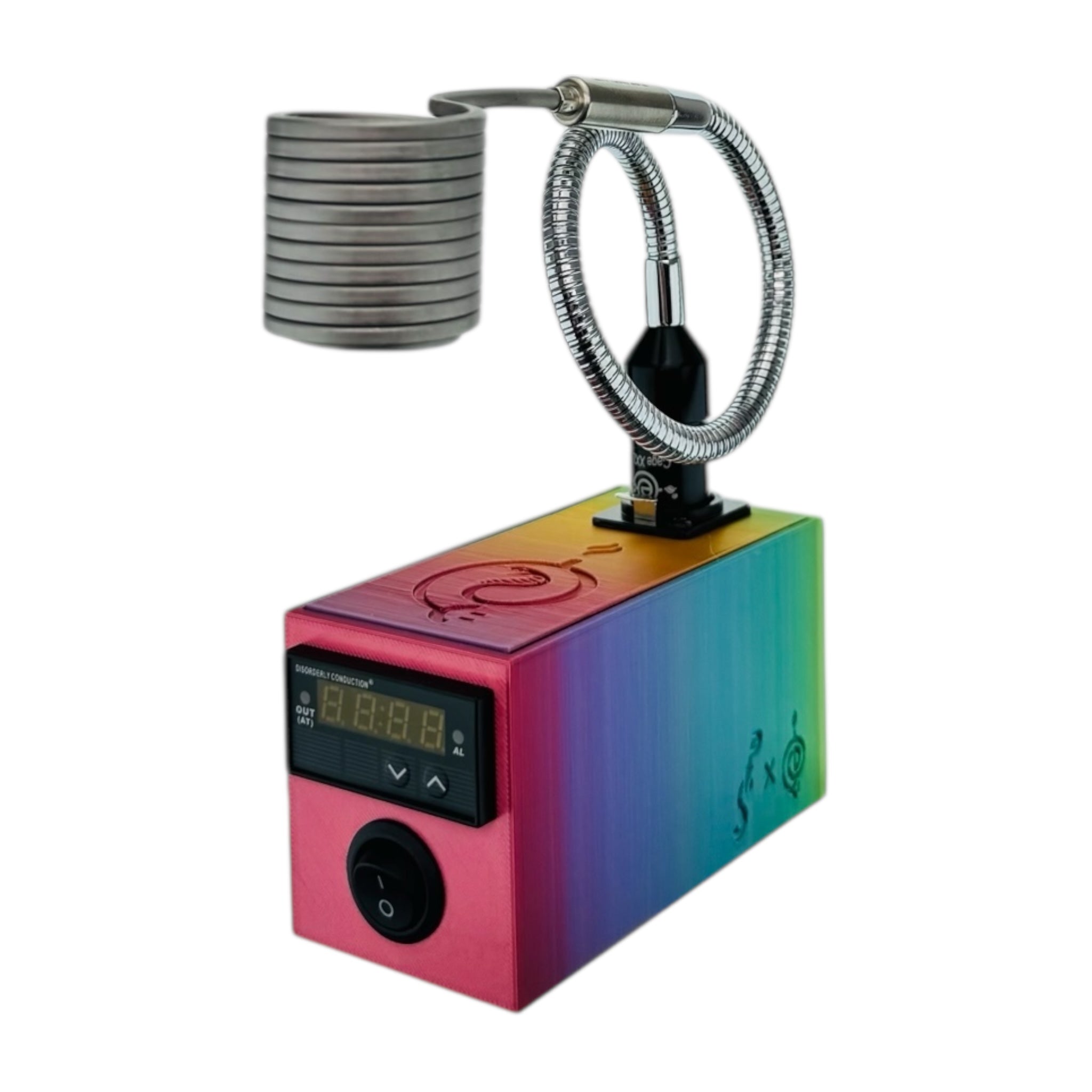 Disorderly Conduction Enail - DC Heat Station E-Nail 3D Printed Controller With V2 XXL Slurper Cobra Coil - Rainbow Fade