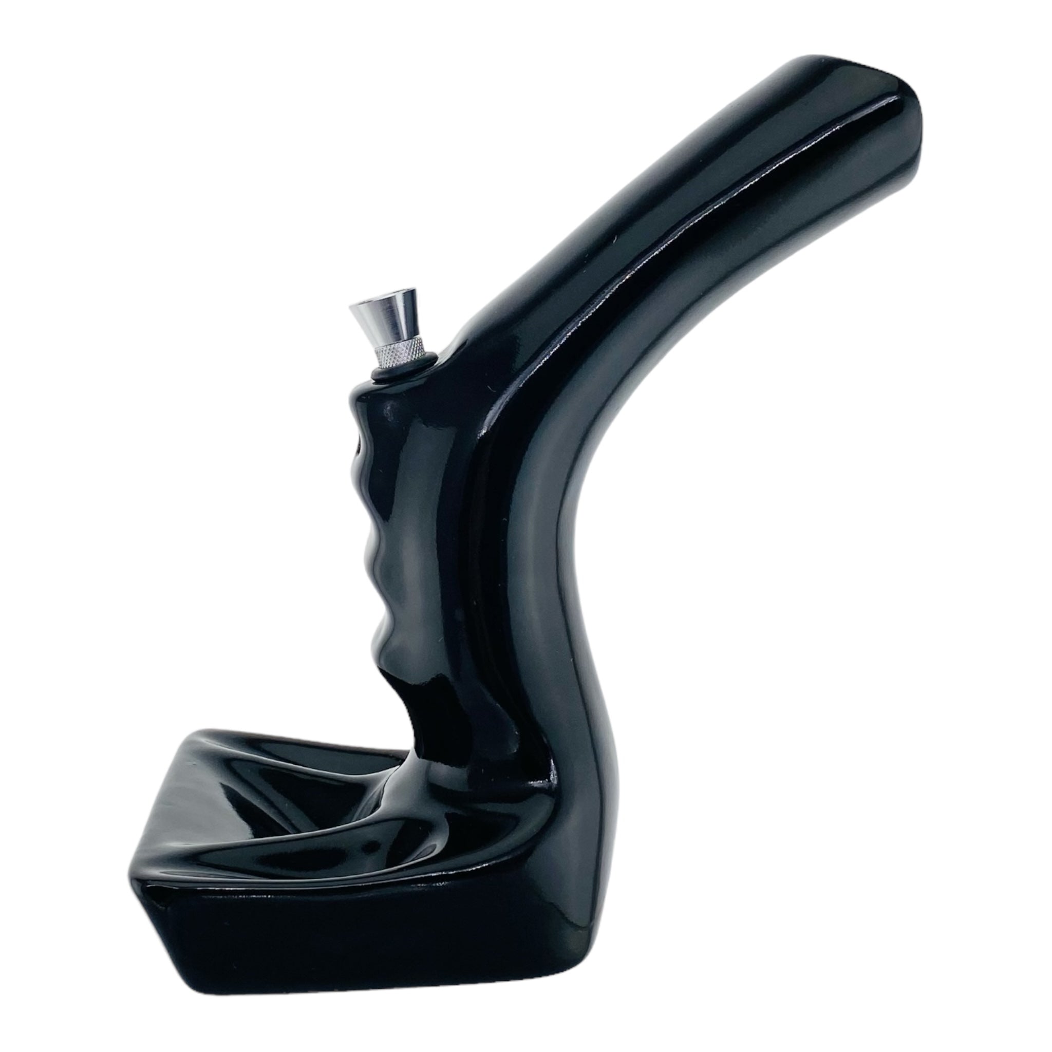 Ceramic Bong With Bent Mouthpiece Black