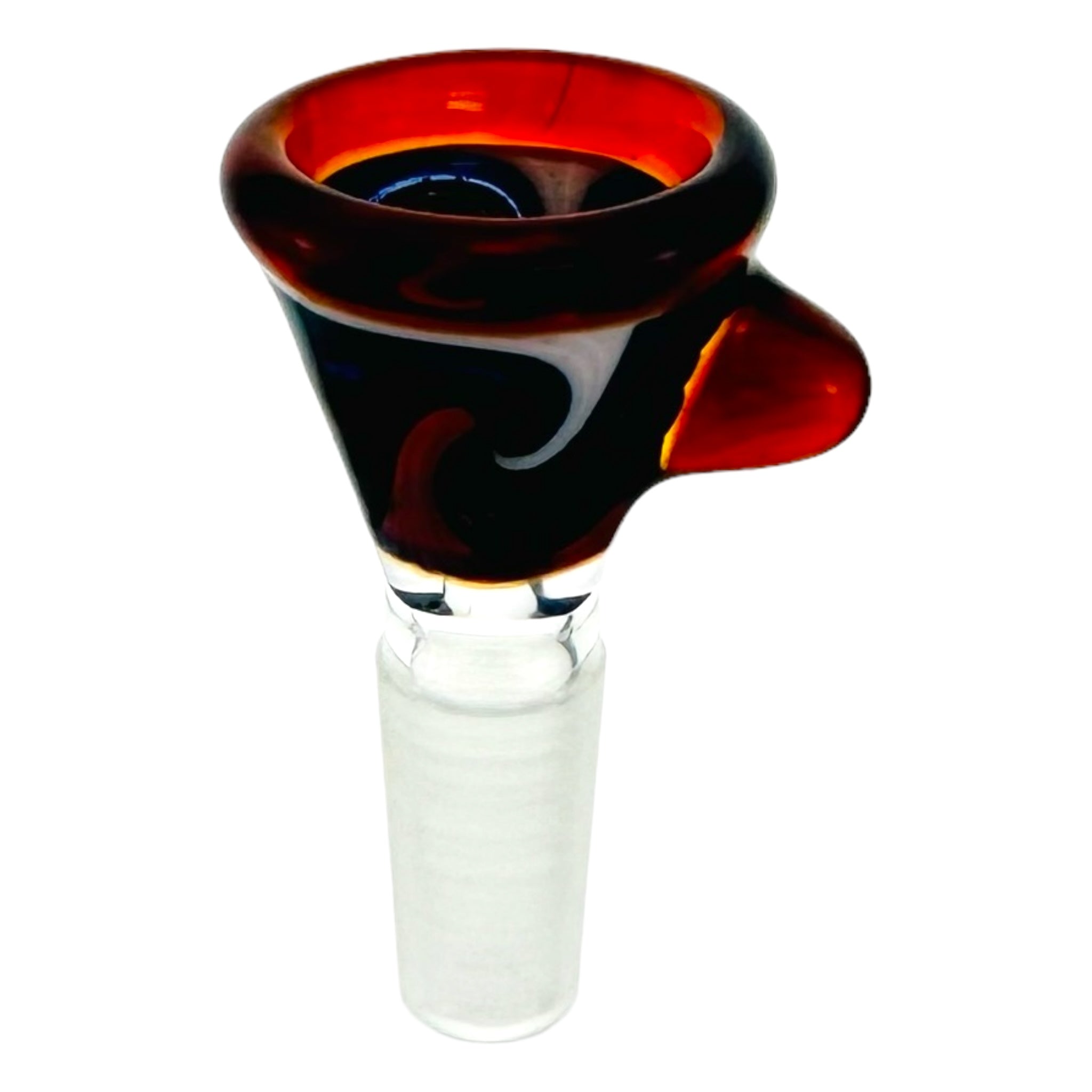 N3RD Glass 10mm Flower Bowl Blue Ice With Red