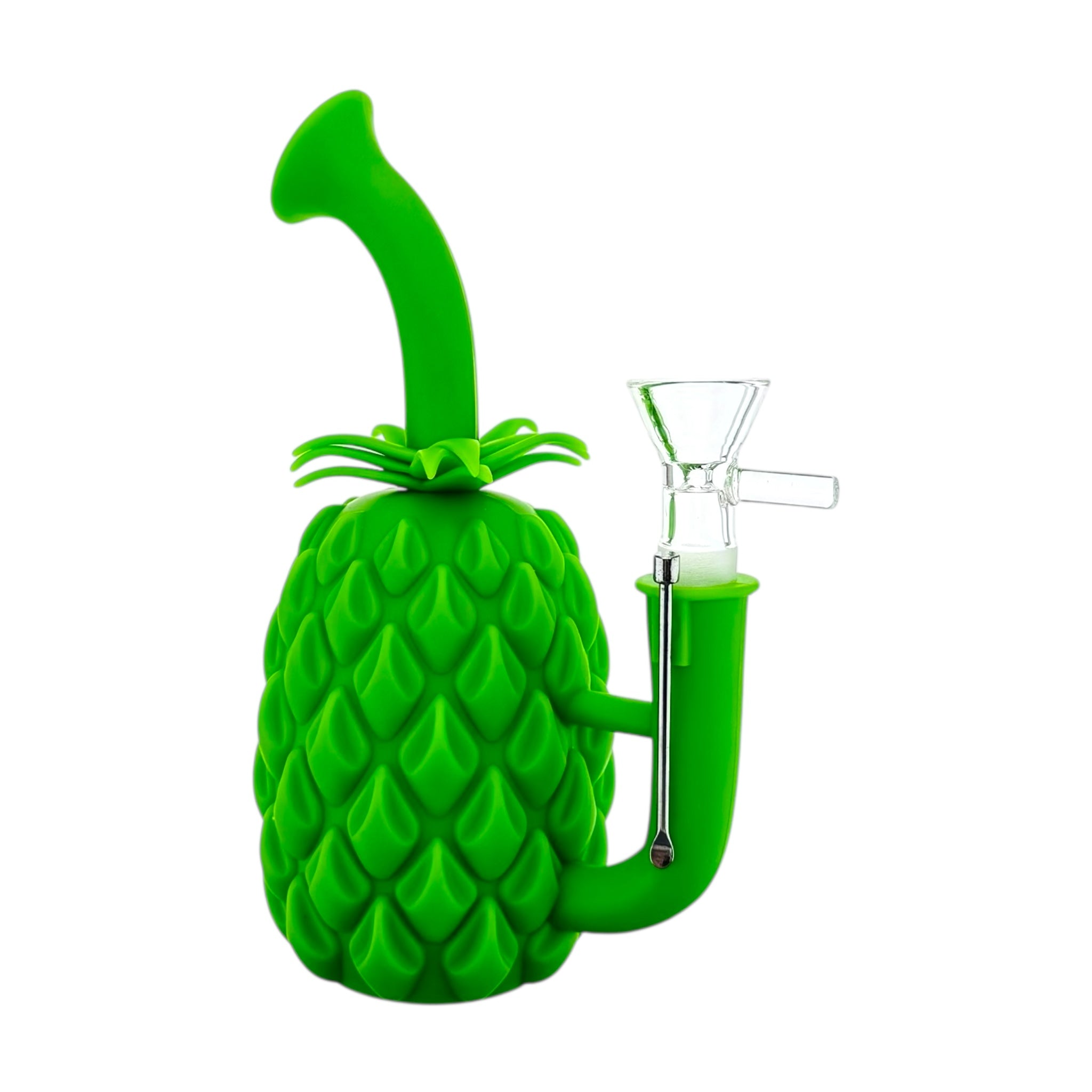Green Pineapple Express Silicone Bubbler Bong With Magnetic Tool Holder