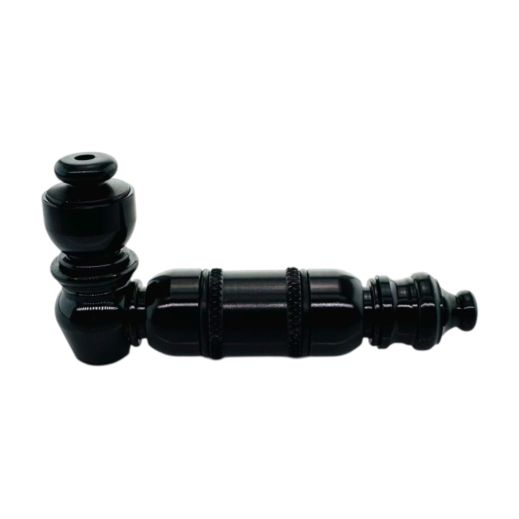 Black Anodized Aluminum Extended Mini Chamber Hand Pipe With Cap