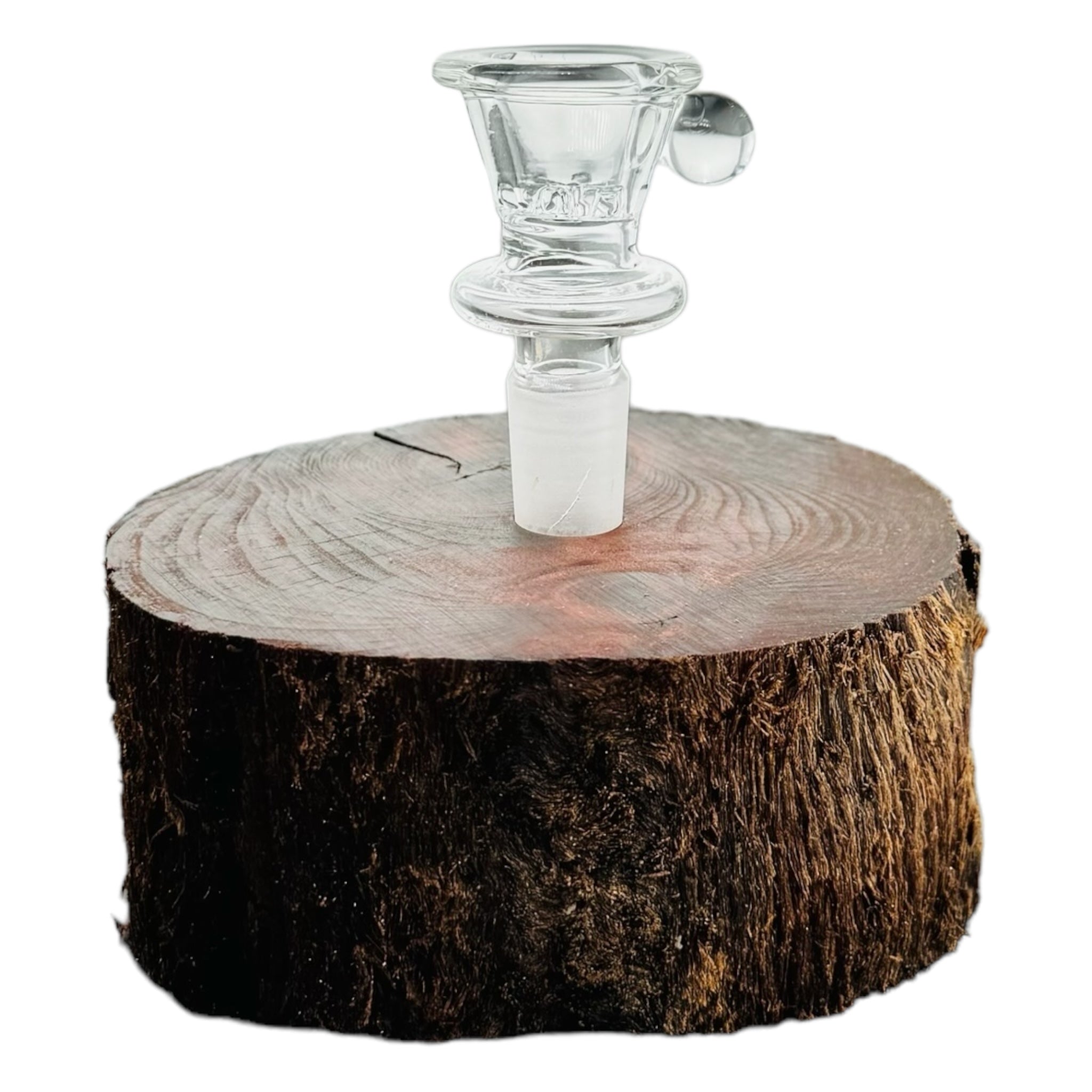 Single Hole Wood Display Stand Holder For 14mm Bong Bowl Pieces Or Quartz Bangers - Redwood Live Edge Round