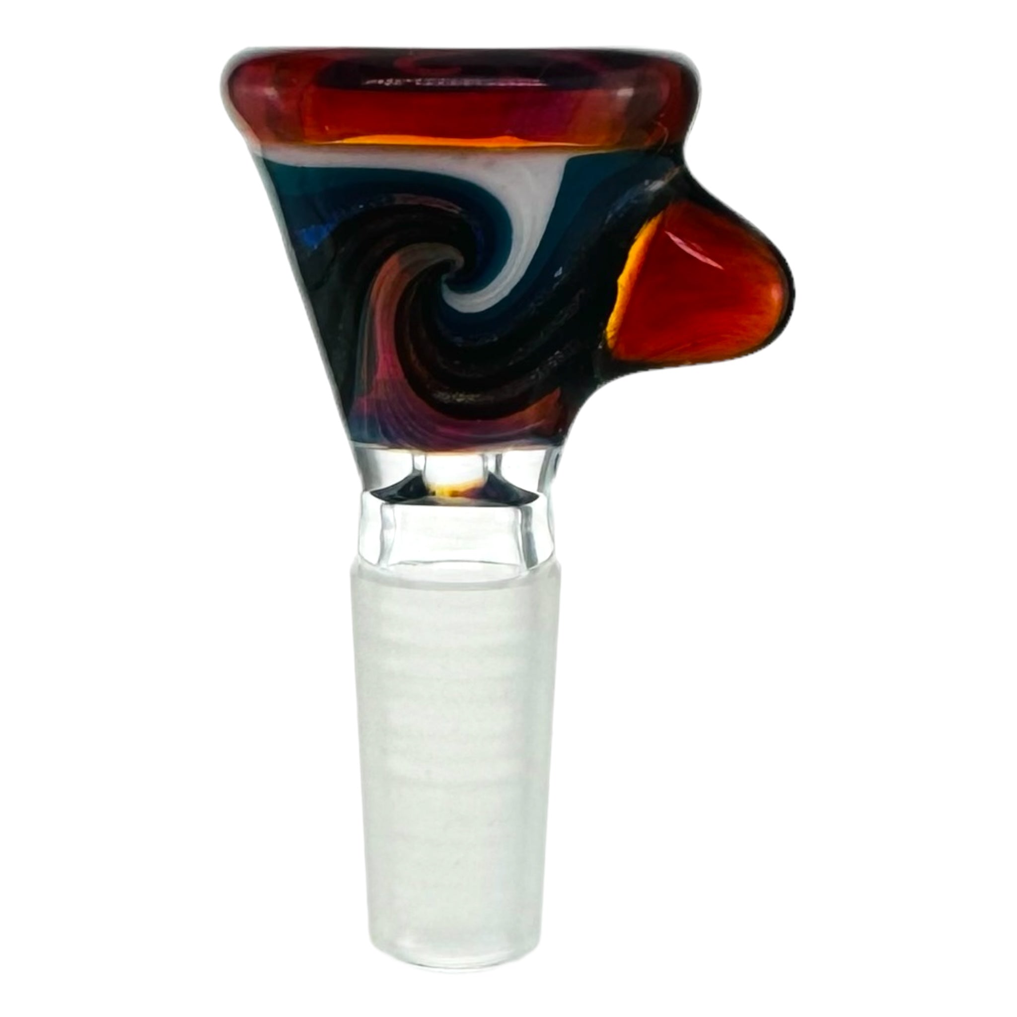 N3RD Glass 10mm Flower Bowl Blue Ice With Red