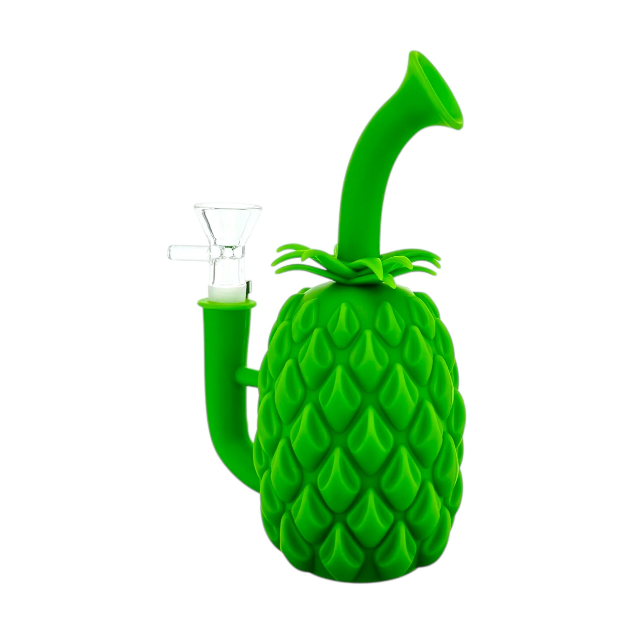 Green Pineapple Express Silicone Bubbler Bong With Magnetic Tool Holder