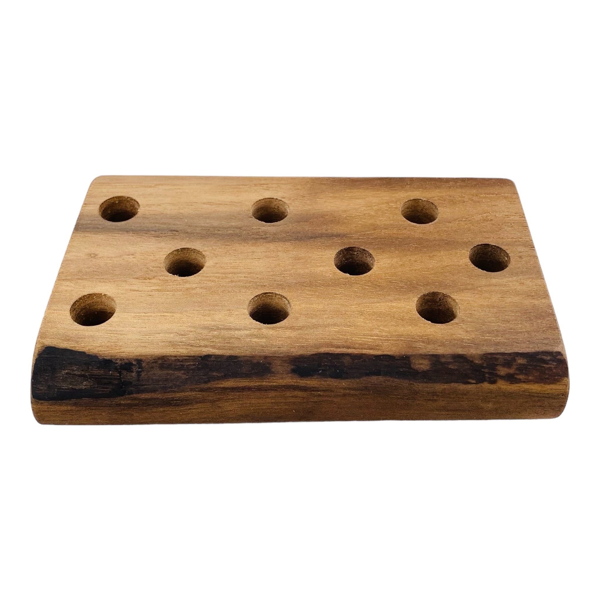 9 Hole Wood Display Stand Holder For 14mm Bong Bowl Pieces Or Quartz Bangers - Black Walnut