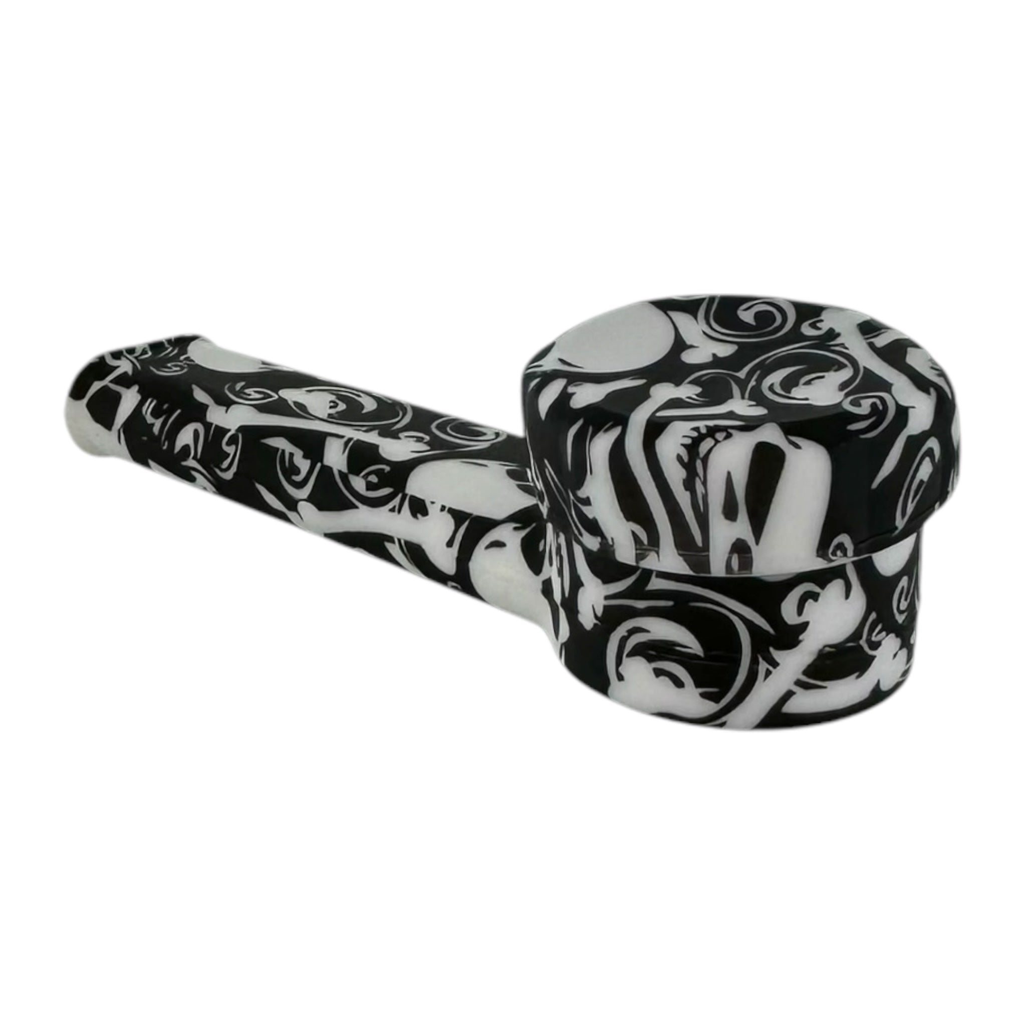 Small Skull And Bones Silicone Hand Pipe With Metal Bowl