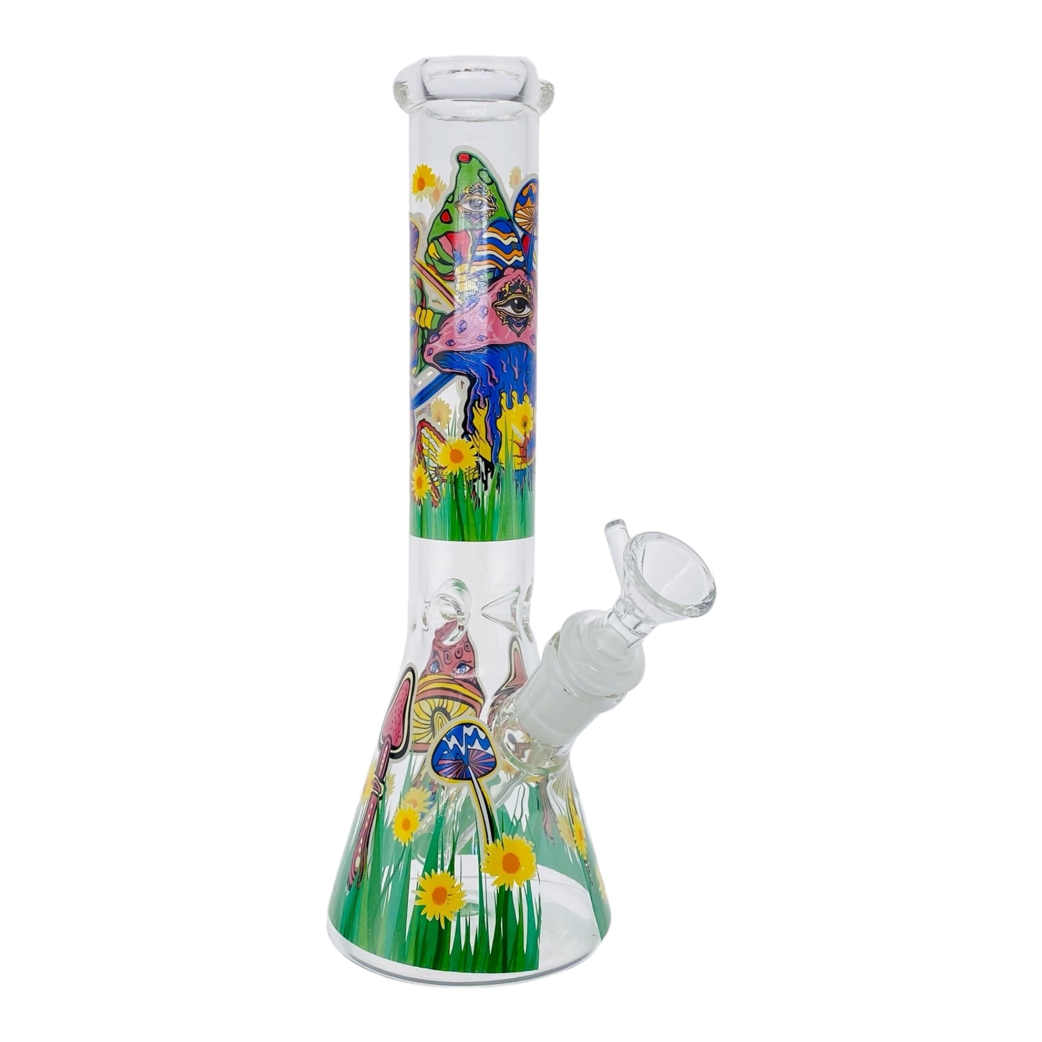 cute mushrooms with eye balls Beaker Bong 10 Inches