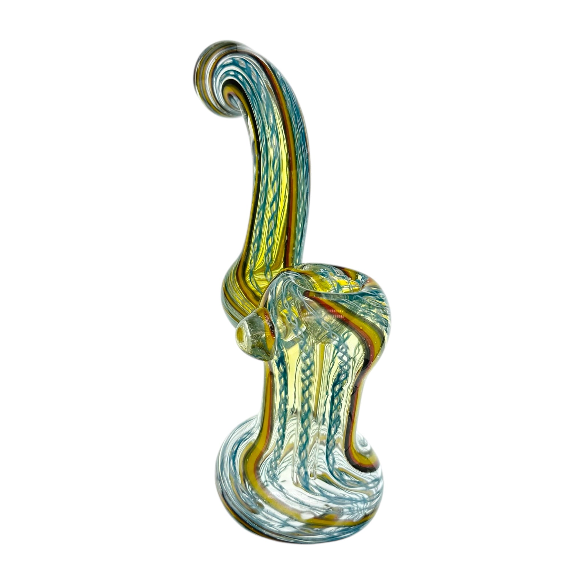 Blue And Rasta Linework Stand Up Bubbler Water Pipe