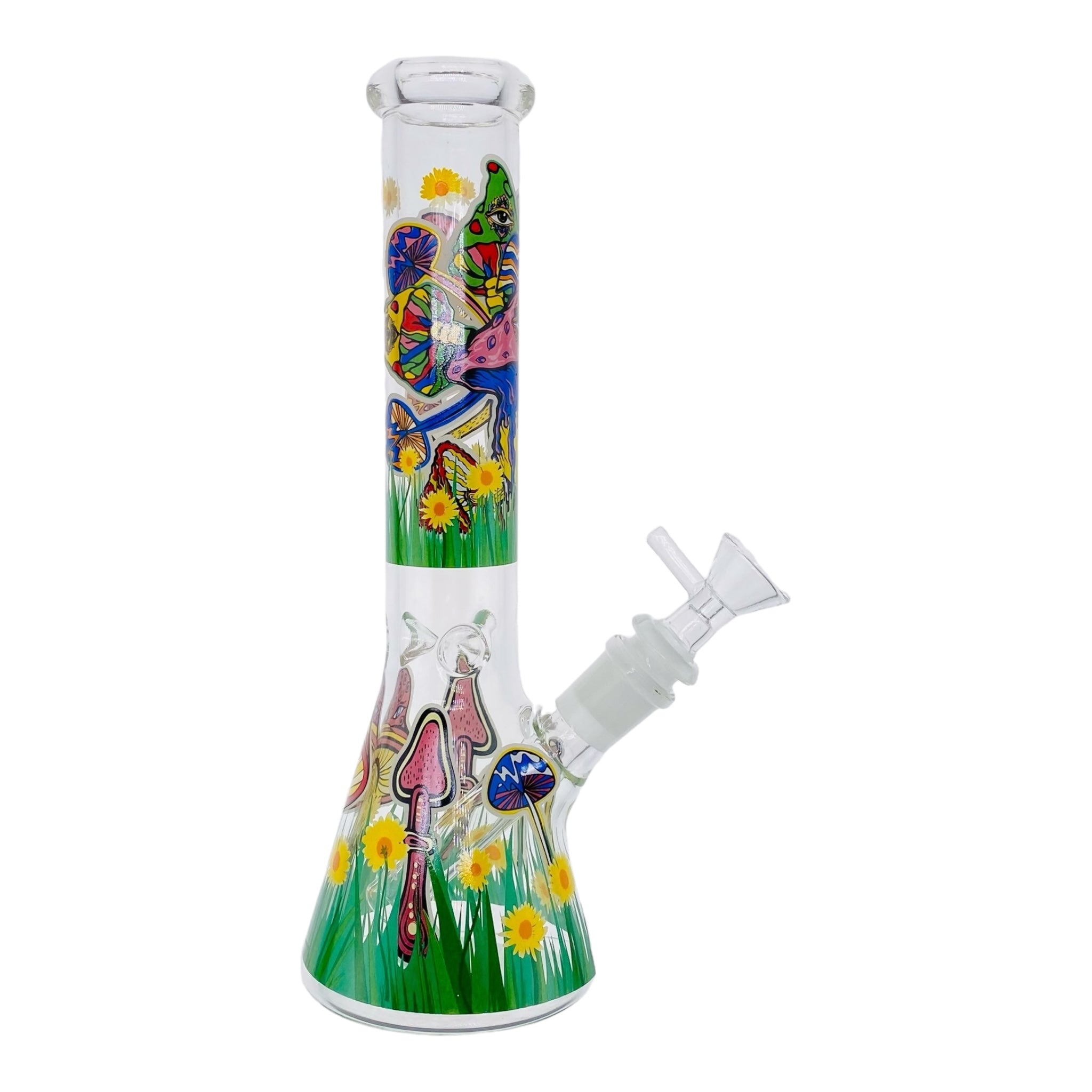 cute mushrooms with eye balls Beaker Bong 10 Inches