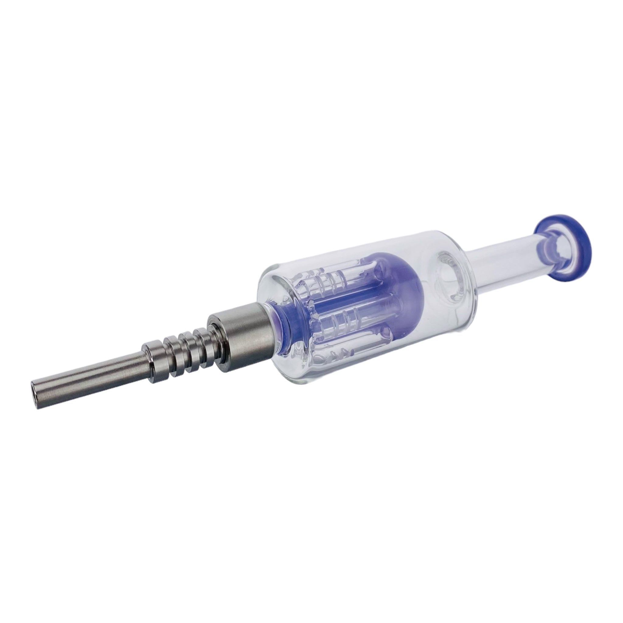 Purple Nectar Collector With Tree Perc And Threaded Metal Tip