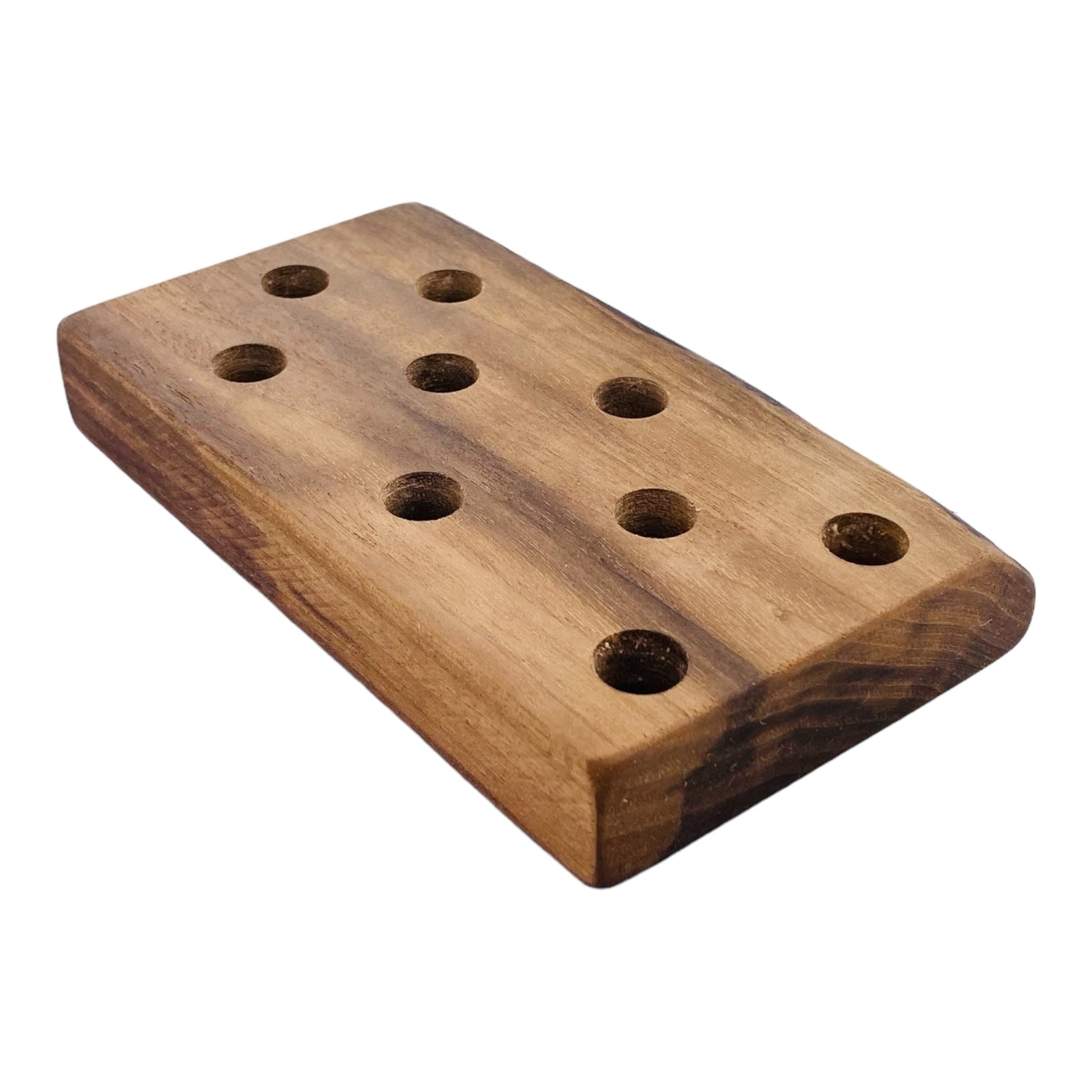 9 Hole Wood Display Stand Holder For 14mm Bong Bowl Pieces Or Quartz Bangers - Black Walnut