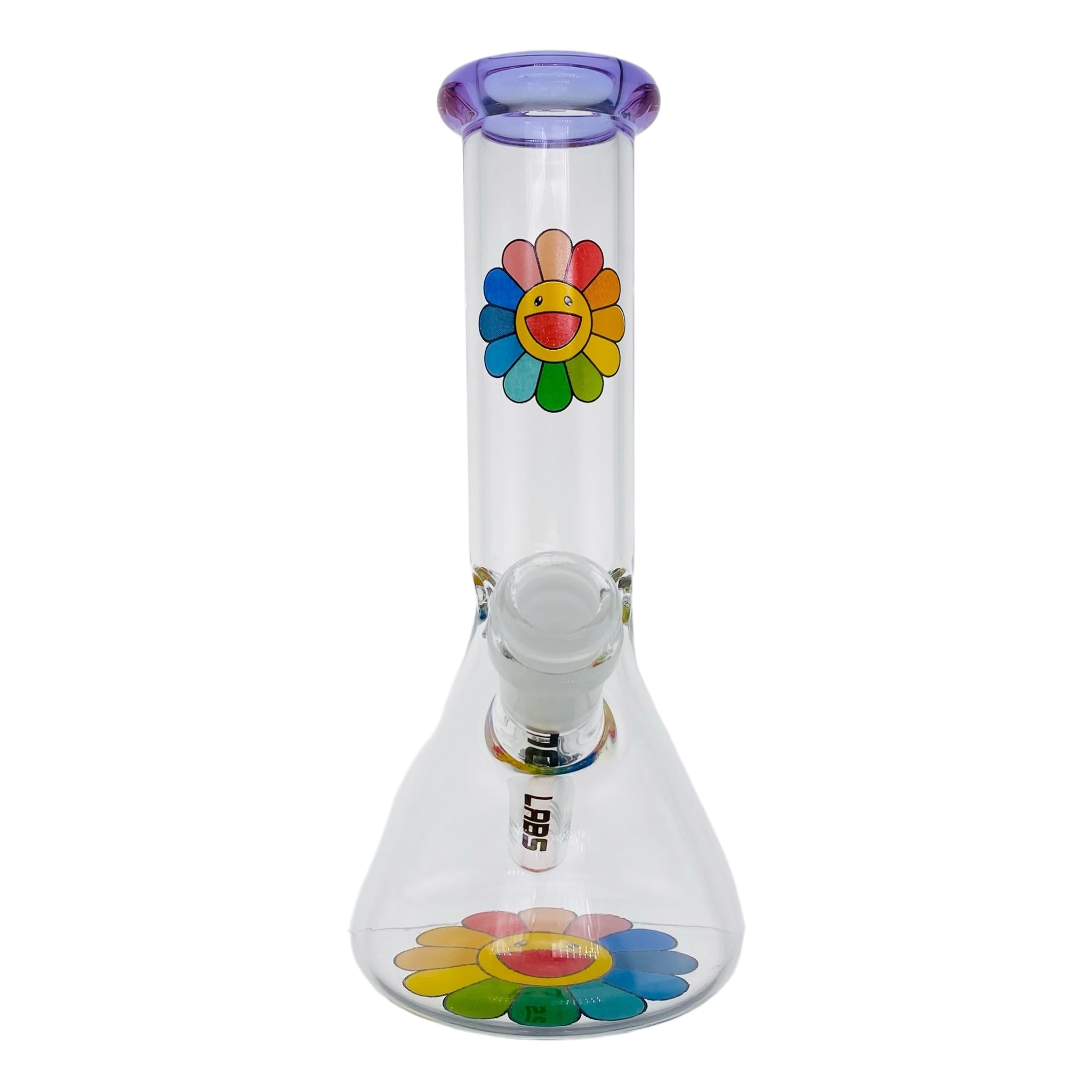 cute bong with a daisy flower with rainbow petals 