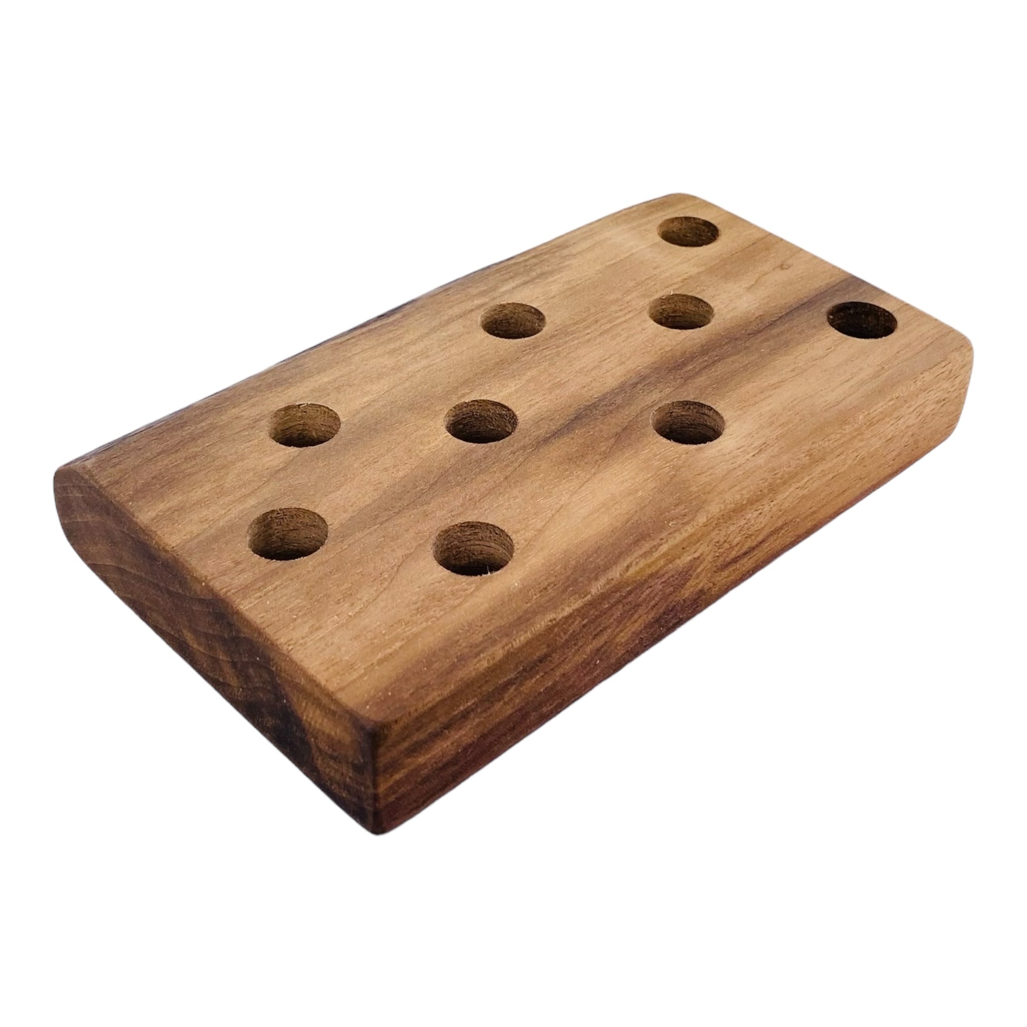9 Hole Wood Display Stand Holder For 14mm Bong Bowl Pieces Or Quartz Bangers - Black Walnut