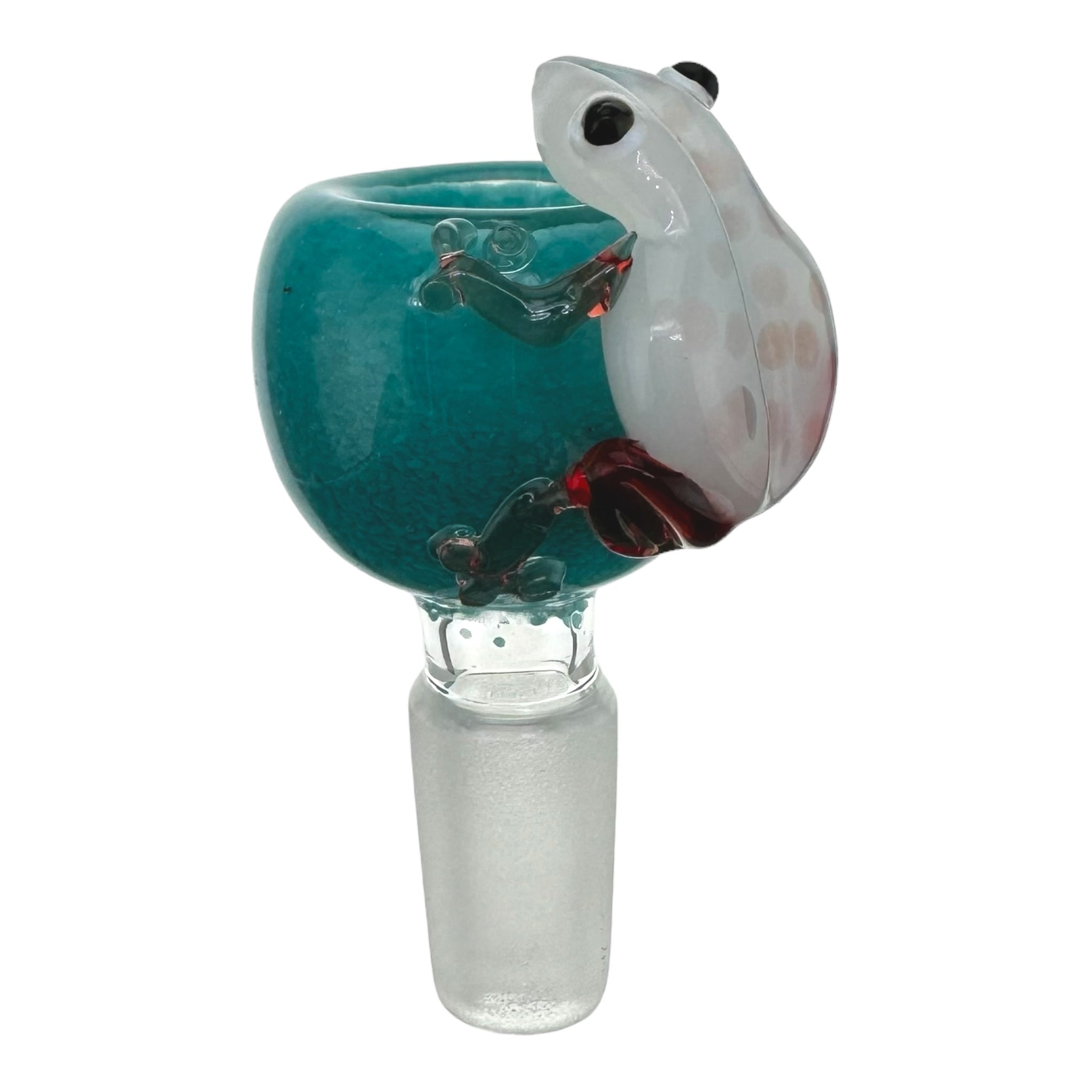 cute 14mm bong Bowl With Teal Bubble And Red Frog for sale