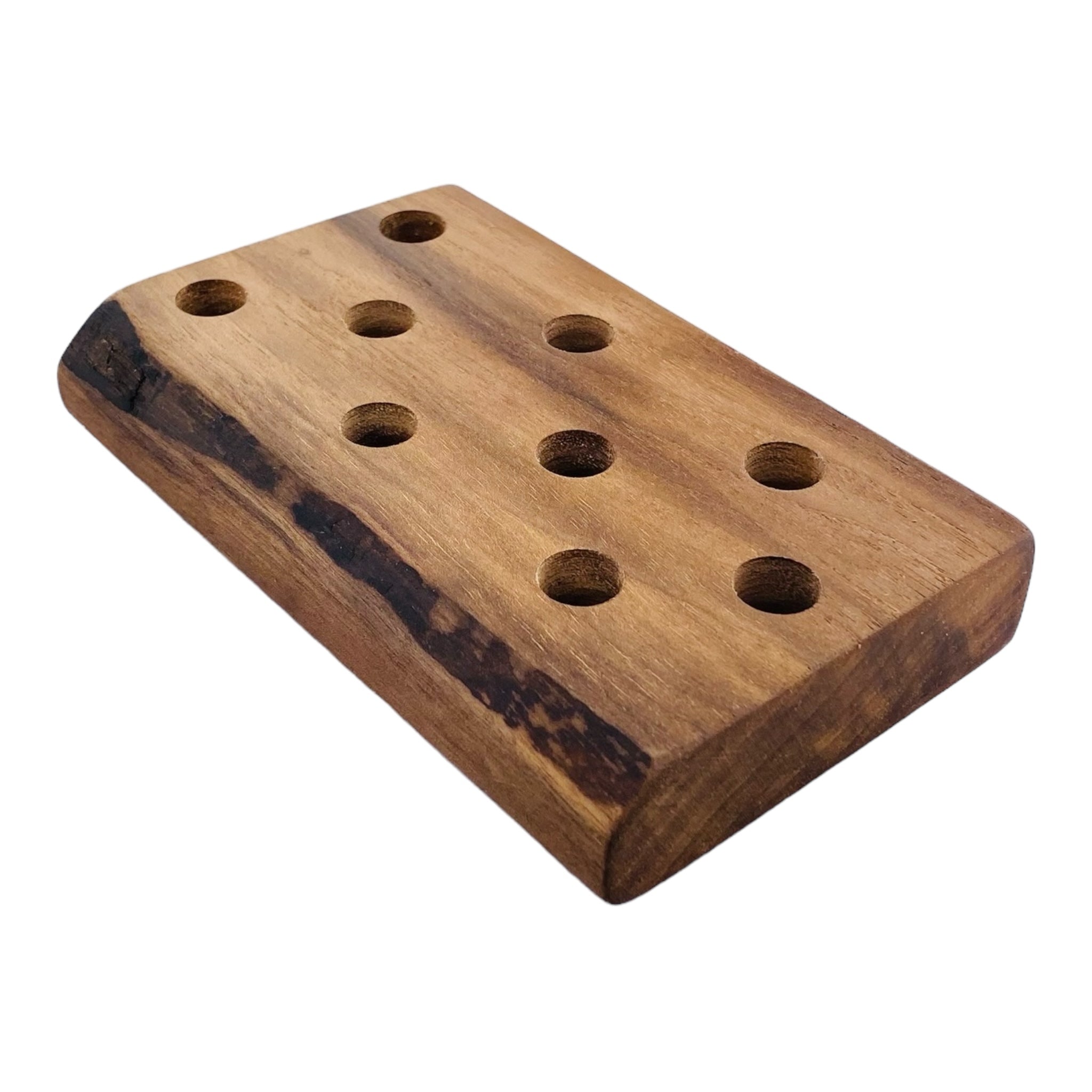 9 Hole Wood Display Stand Holder For 14mm Bong Bowl Pieces Or Quartz Bangers - Black Walnut