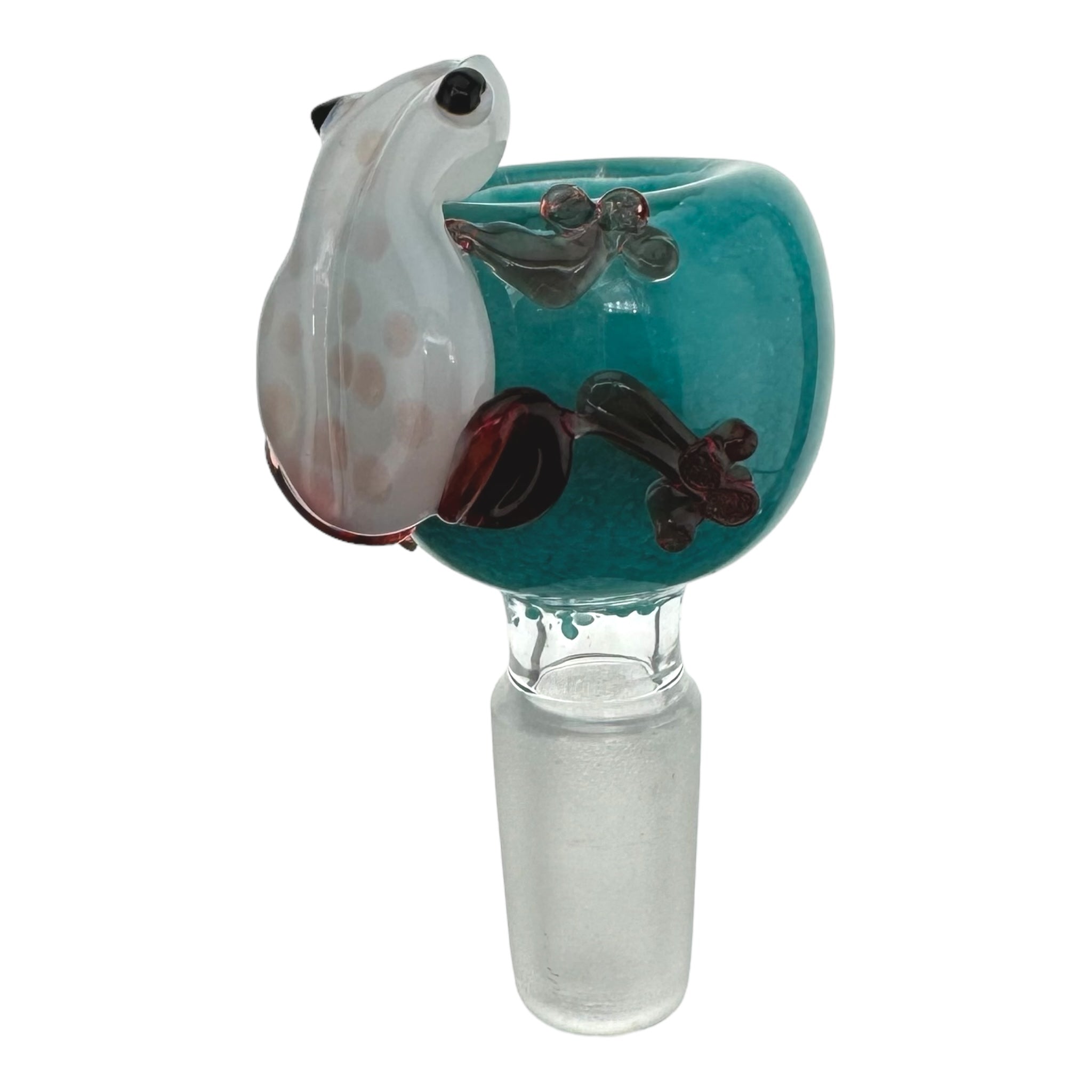 cute 14mm bong Bowl With Teal Bubble And Red Frog for sale