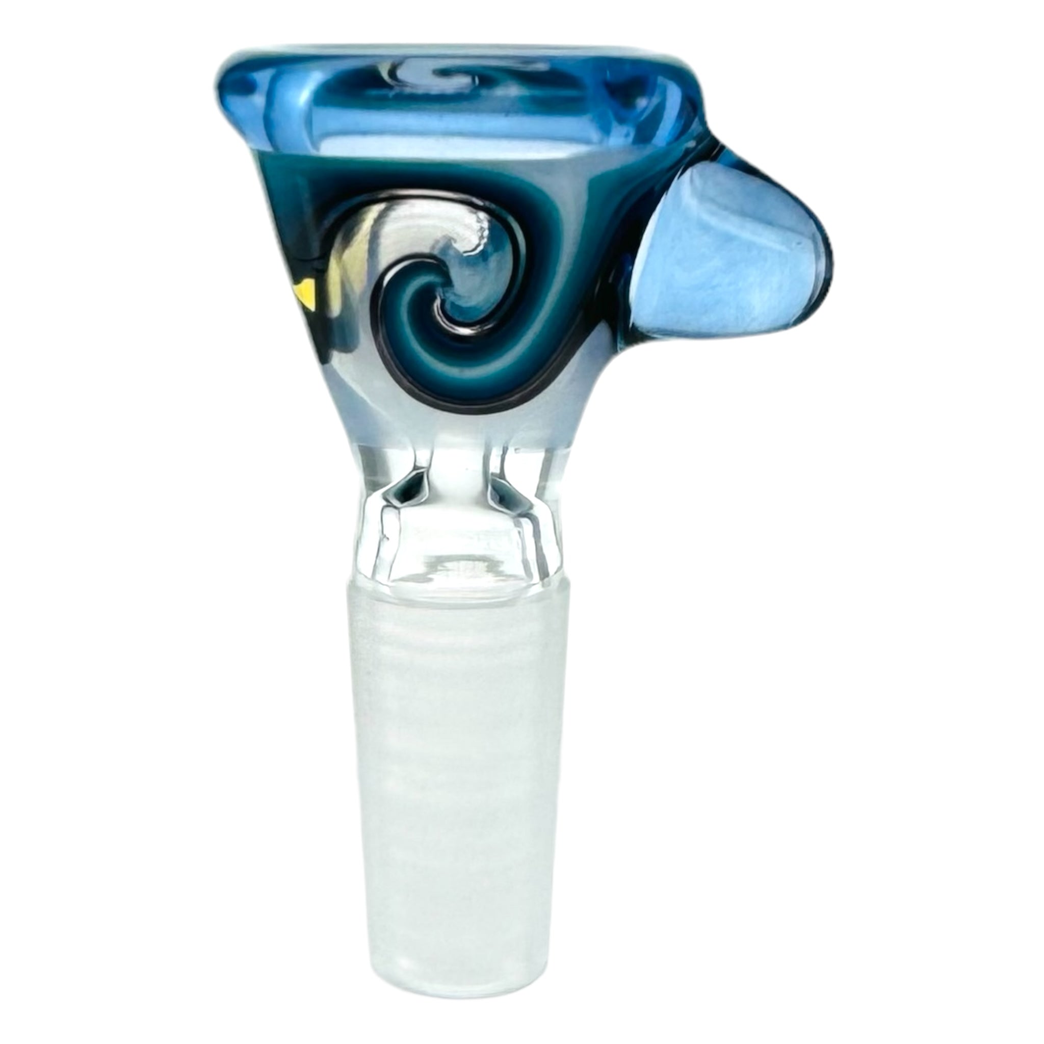 N3RD Glass 10mm Flower Bowl Blue Ice With Blue