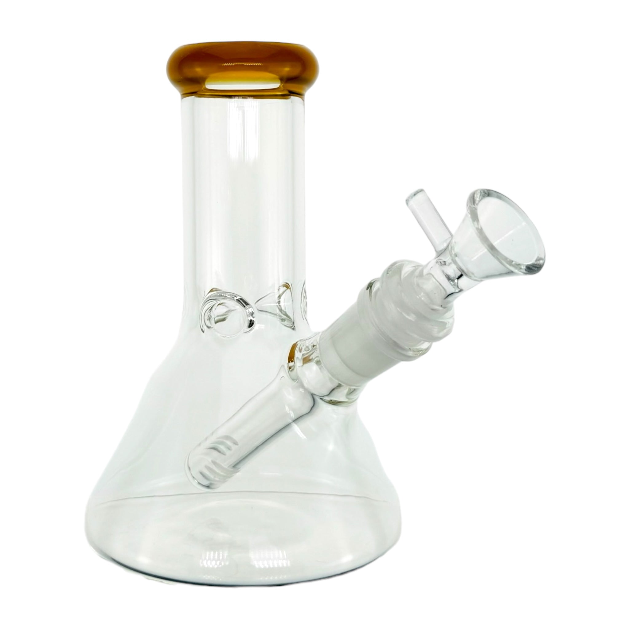 6 Inch Clear Beaker Bong With Sunburst Orange Color Lip