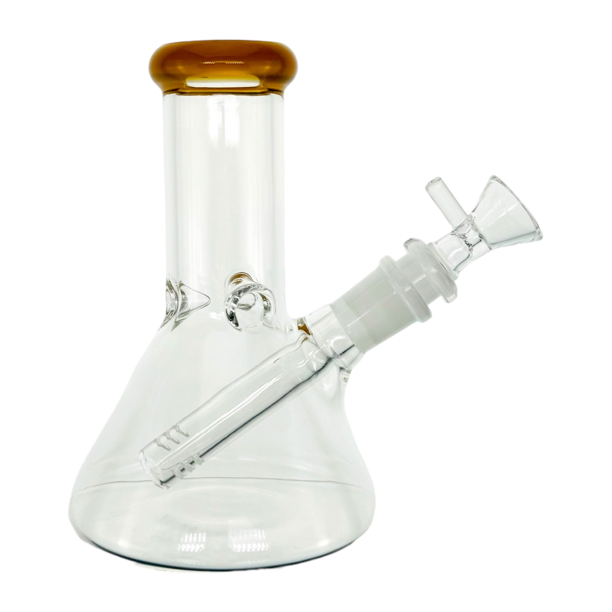 6 Inch Clear Beaker Bong With Sunburst Orange Color Lip