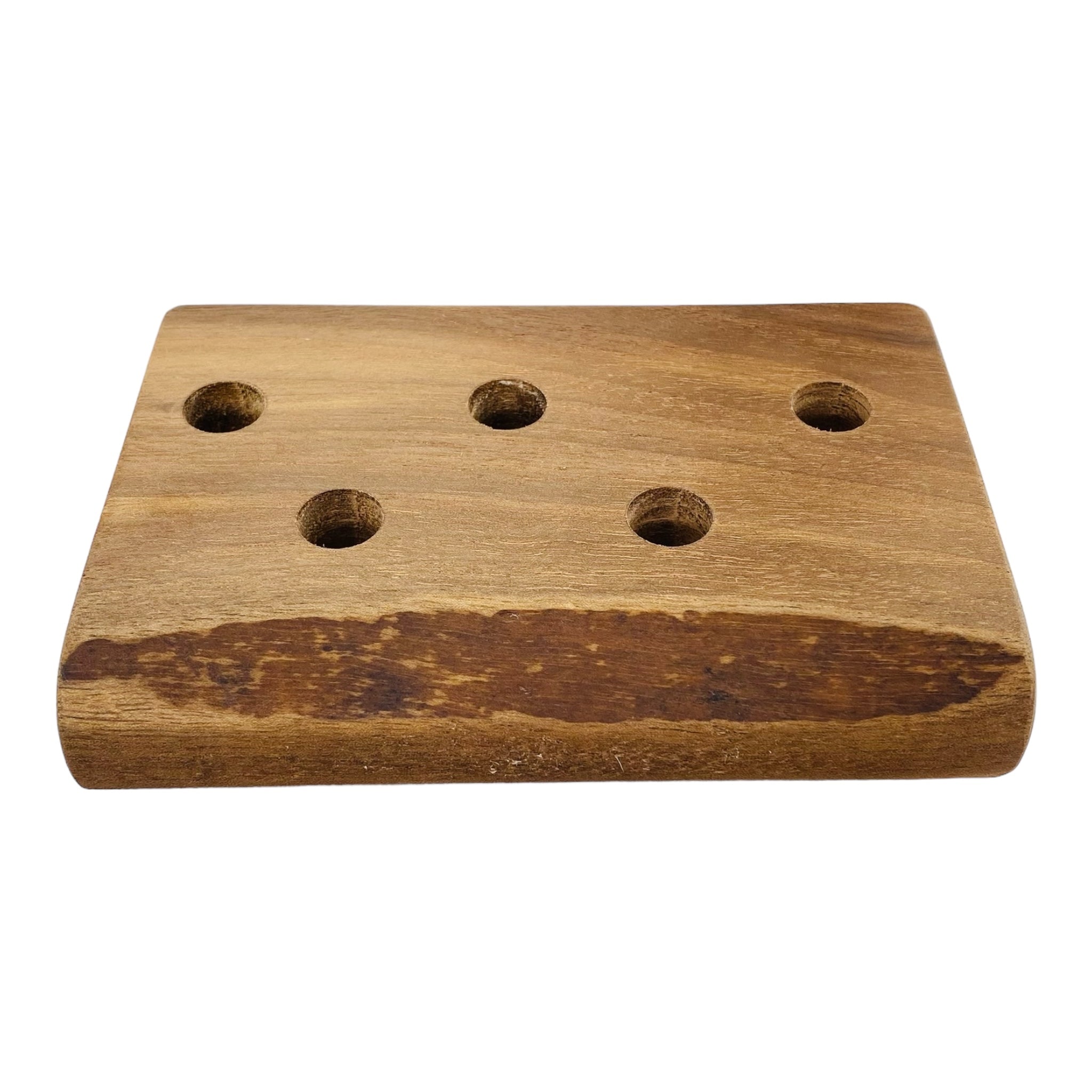 5 Hole Wood Display Stand Holder For 14mm Bong Bowl Pieces Or Quartz Bangers - Black Walnut