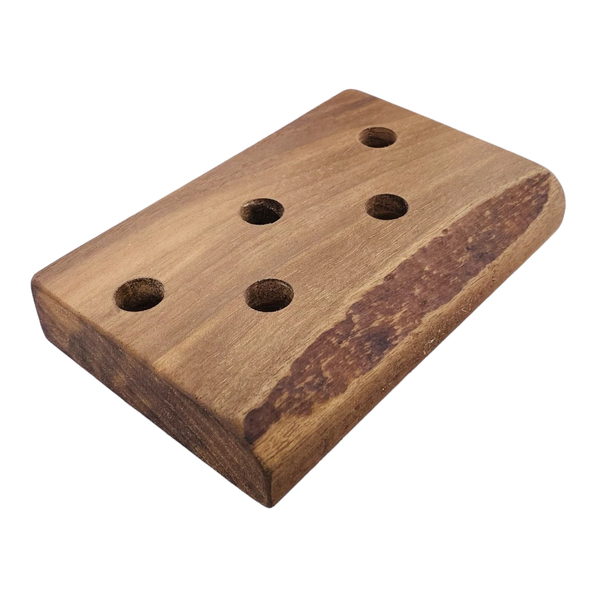 5 Hole Wood Display Stand Holder For 14mm Bong Bowl Pieces Or Quartz Bangers - Black Walnut