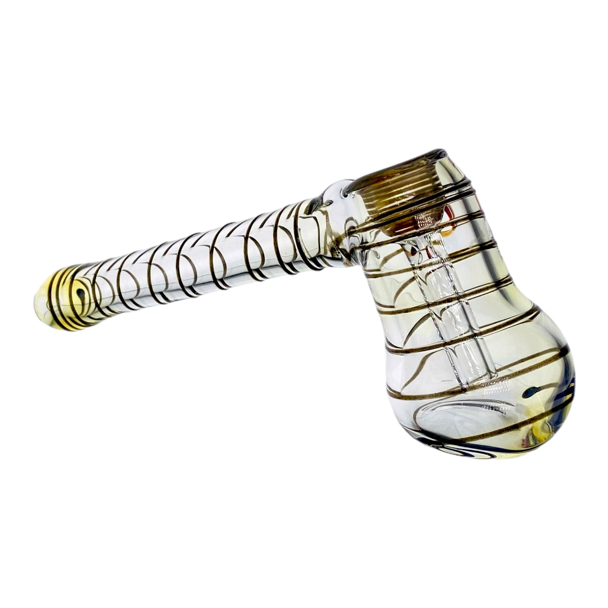 Glass Bubbler Bong Laydown Black Linework Color Changing