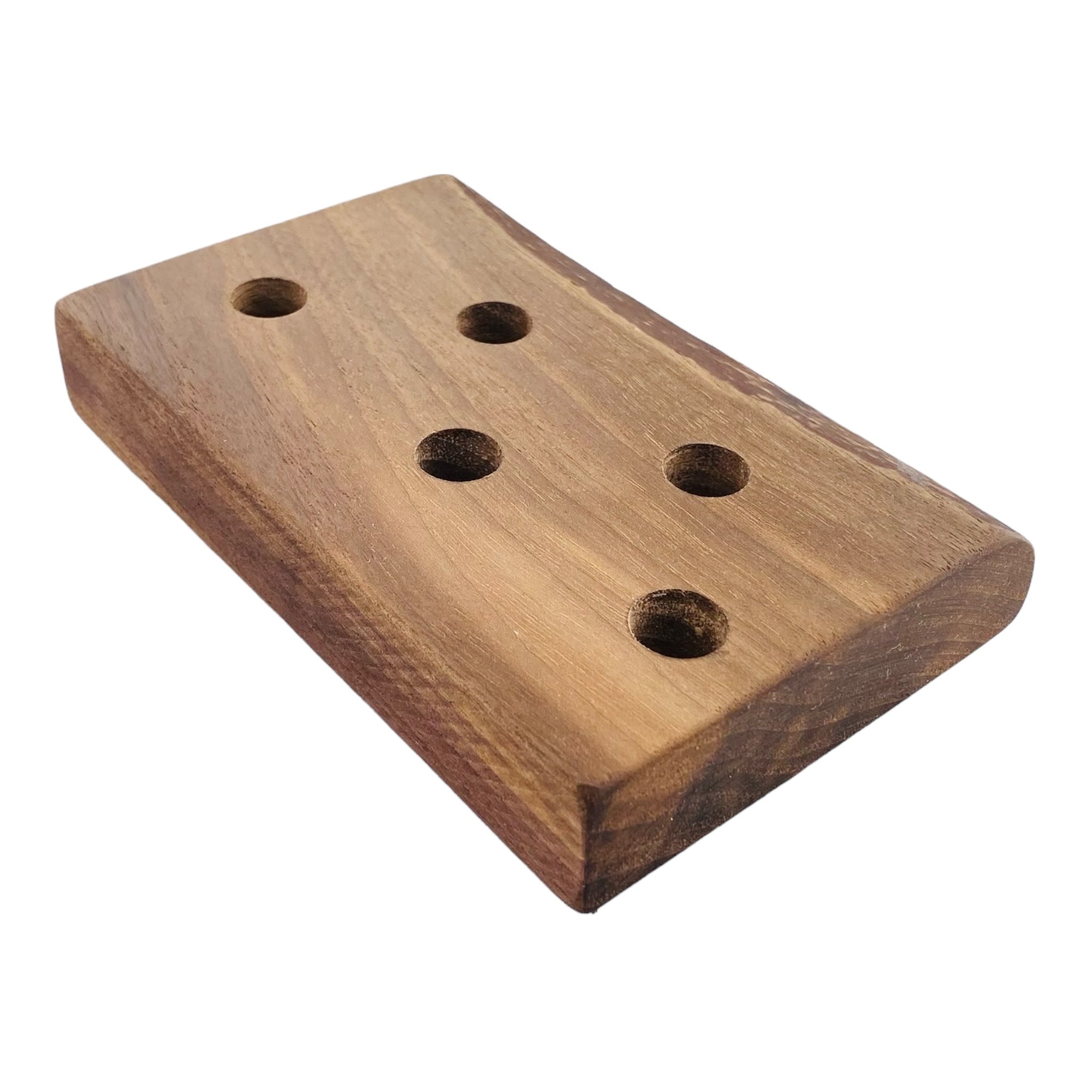 5 Hole Wood Display Stand Holder For 14mm Bong Bowl Pieces Or Quartz Bangers - Black Walnut