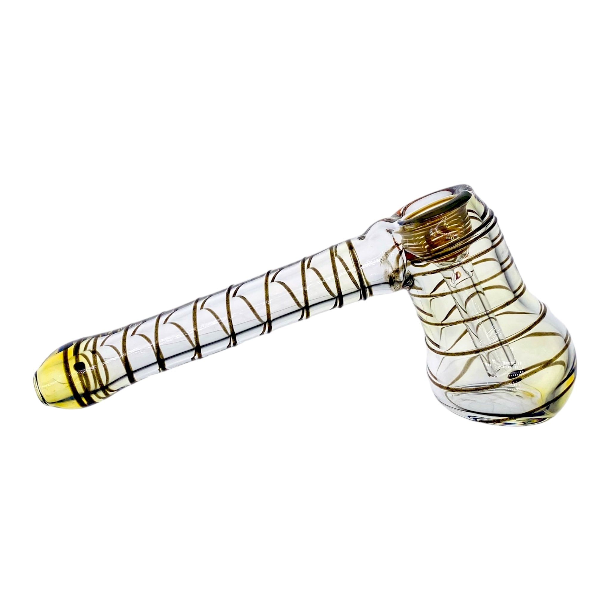 Glass Bubbler Bong Laydown Black Linework Color Changing