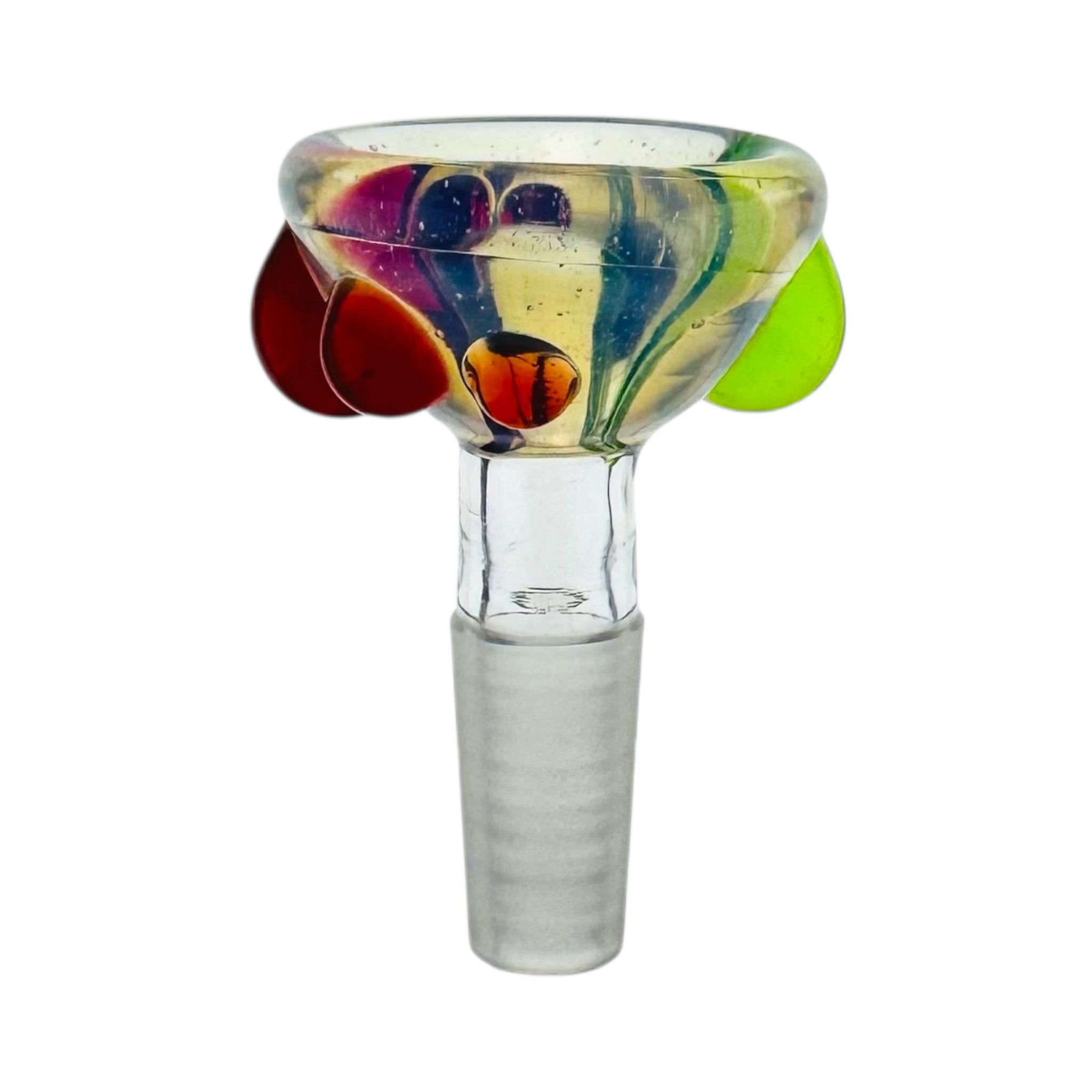 10mm Bong Bowl Piece Mystic Fume Bowl With Green And Red Dots