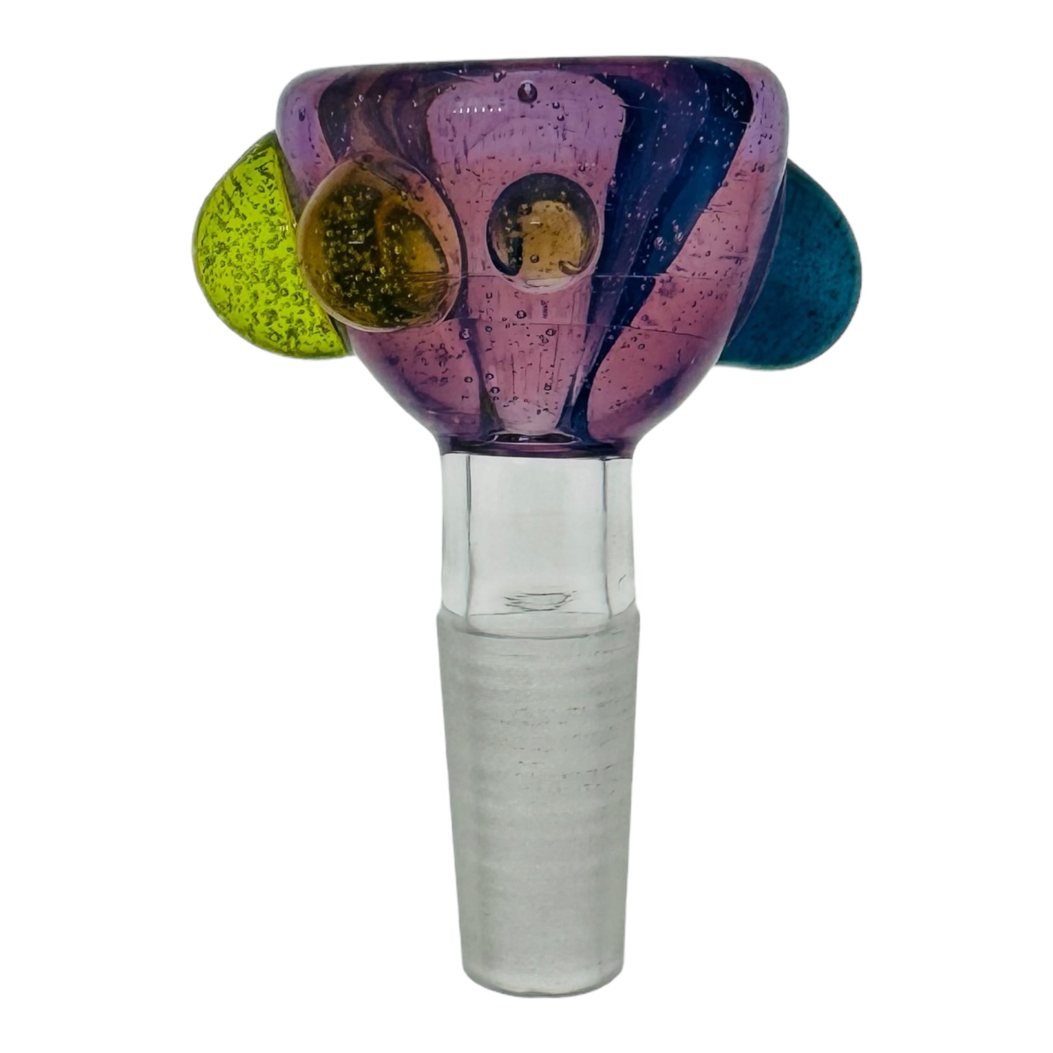 Arko Glass 10mm Bong Bowl For Weed Wysteria Purple Bowl With Green And Blue Dots