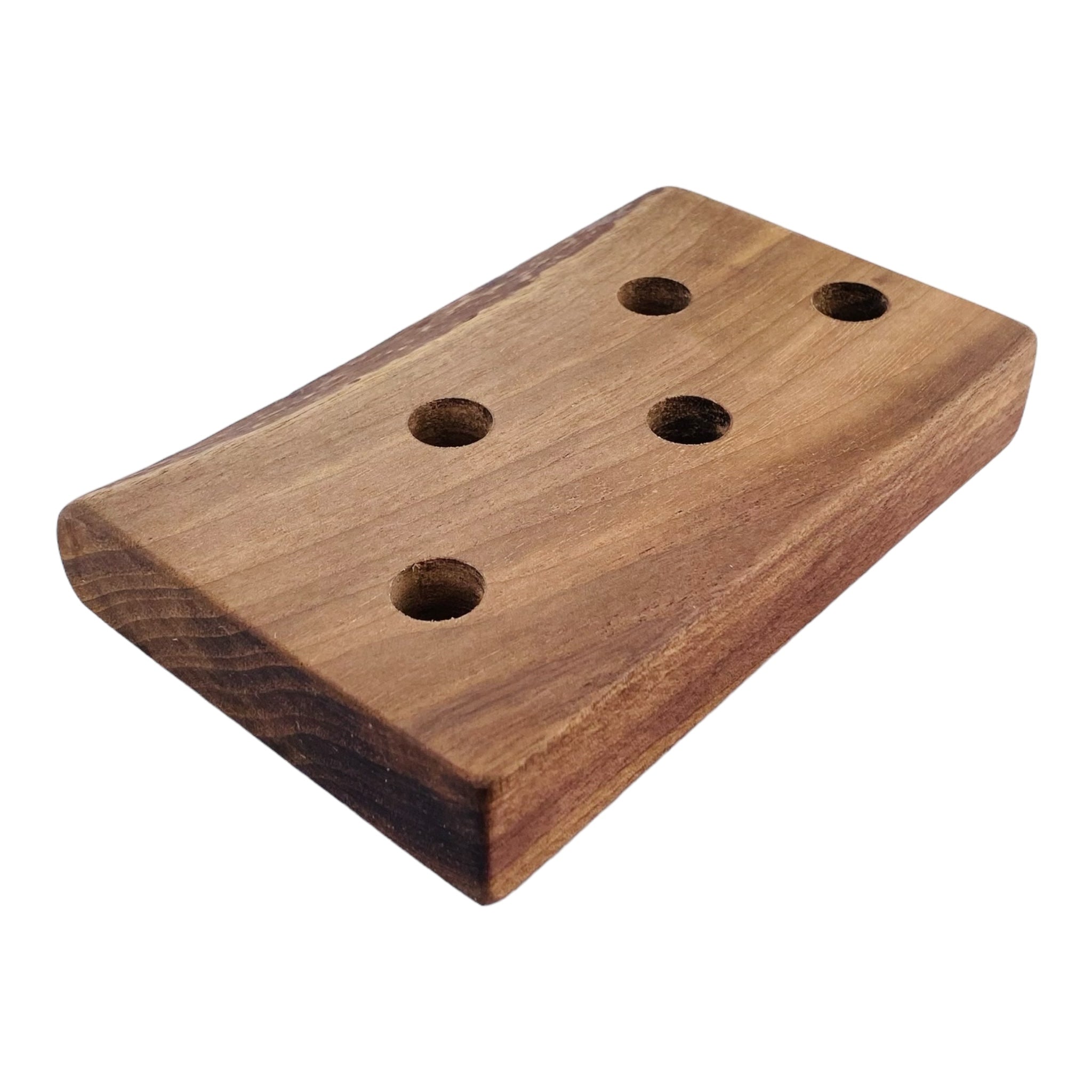 5 Hole Wood Display Stand Holder For 14mm Bong Bowl Pieces Or Quartz Bangers - Black Walnut