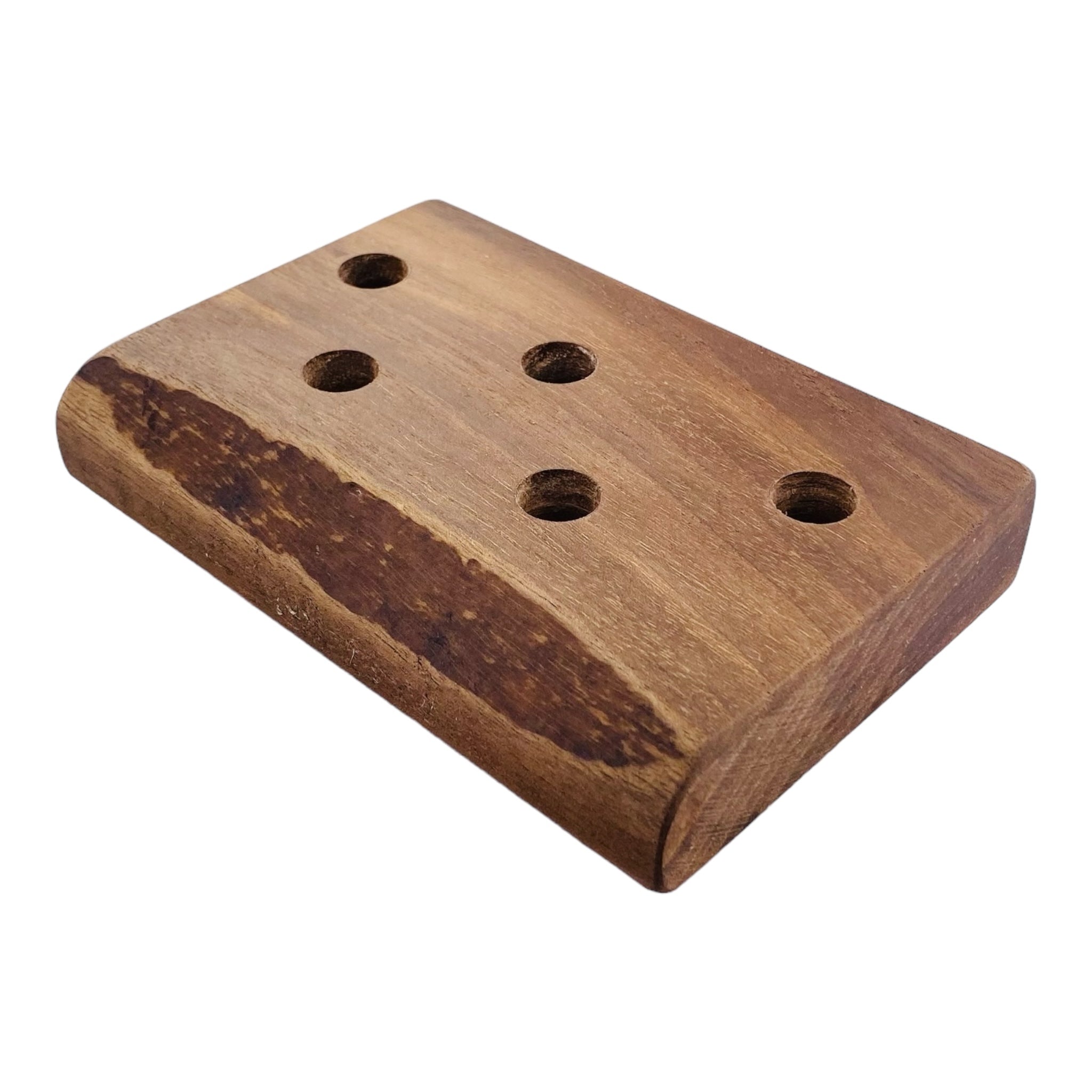5 Hole Wood Display Stand Holder For 14mm Bong Bowl Pieces Or Quartz Bangers - Black Walnut