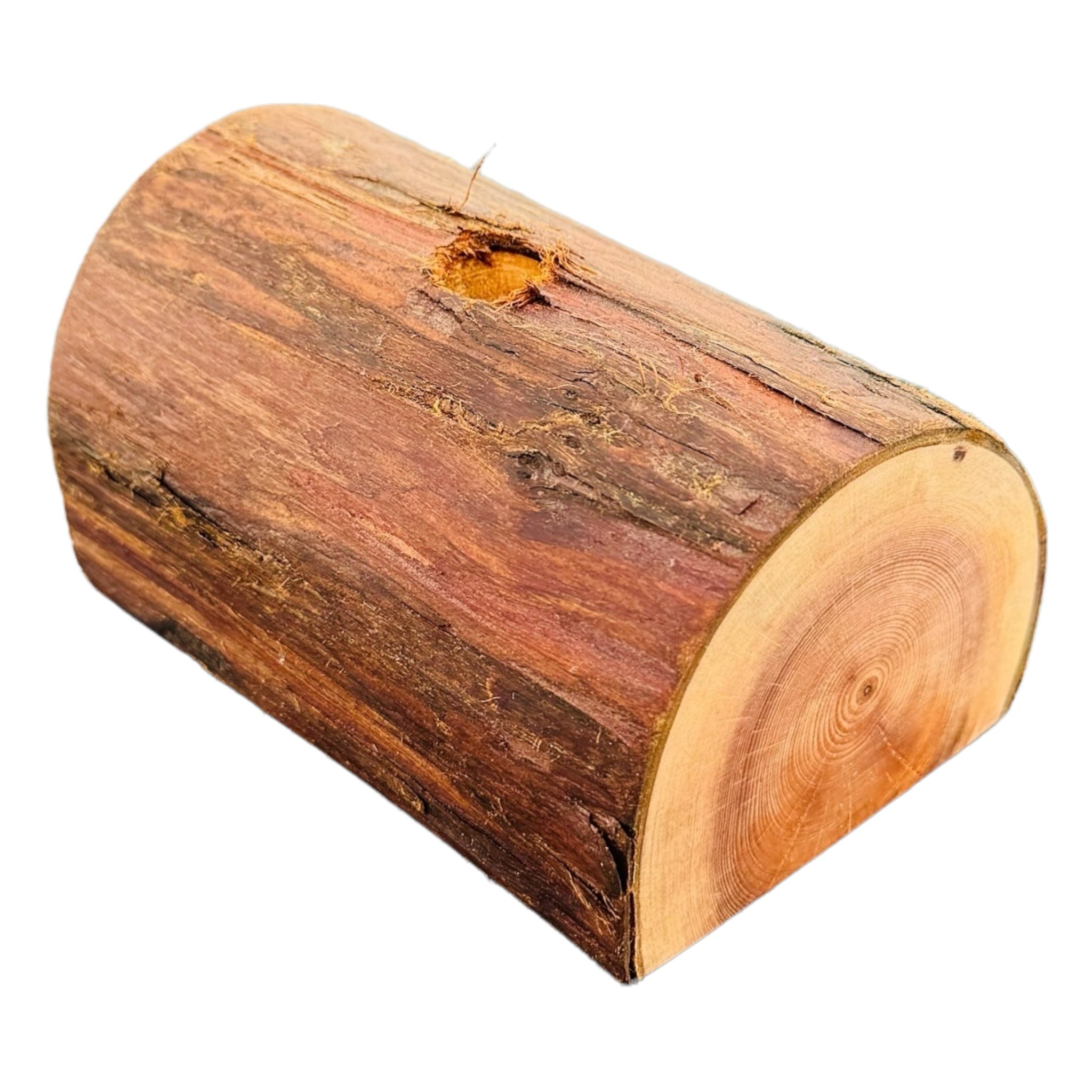 Single Hole Wood Display Stand Holder For 14mm Bong Bowl Pieces Or Quartz Bangers - Redwood Live Edge Log