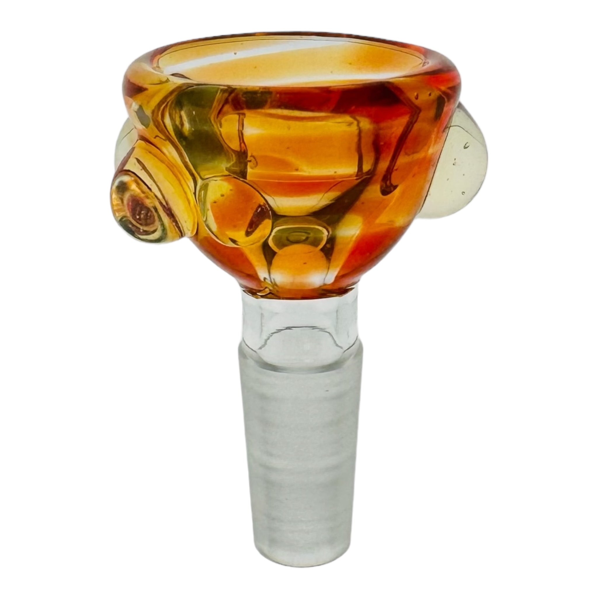 Arko Glass 10mm Flower Bowl Lava Red Bowl With Clear Mystic Dots