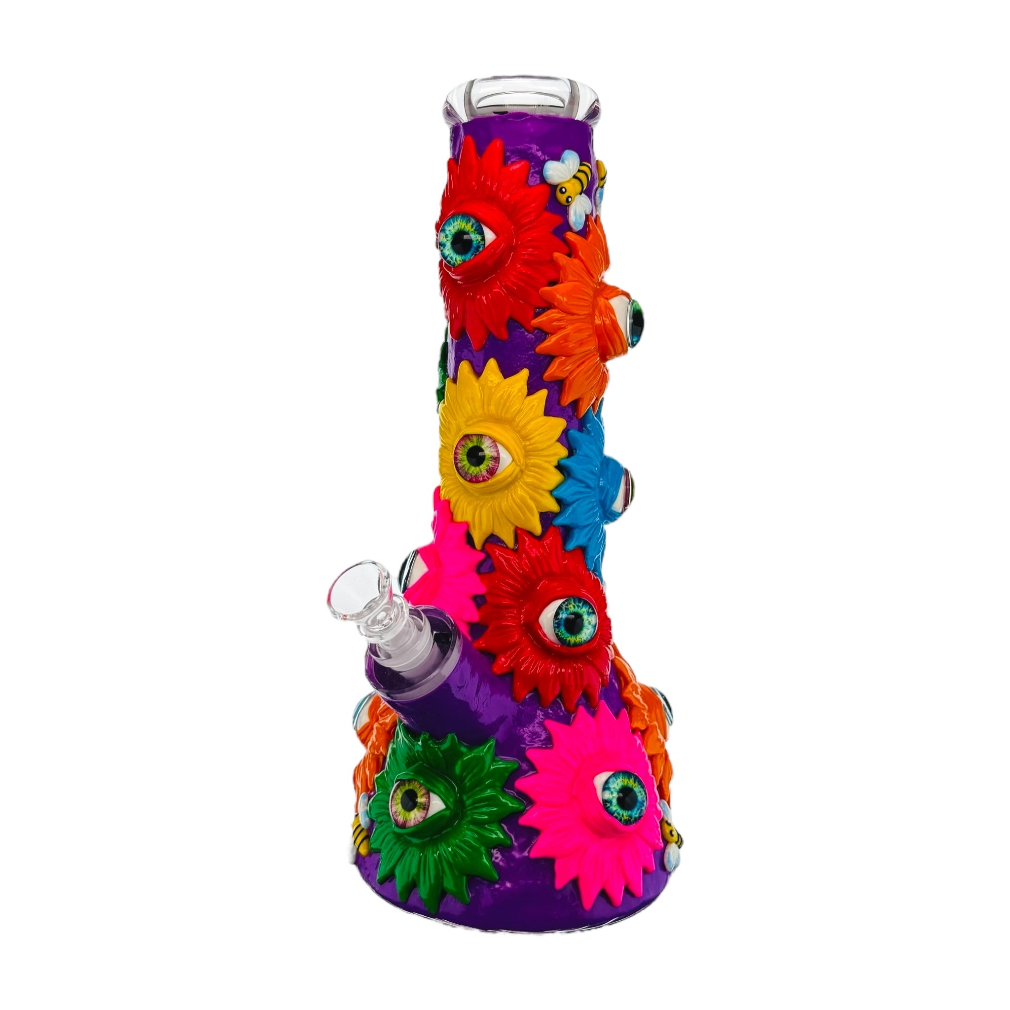 Colorful flower-shaped water pipe on a white background