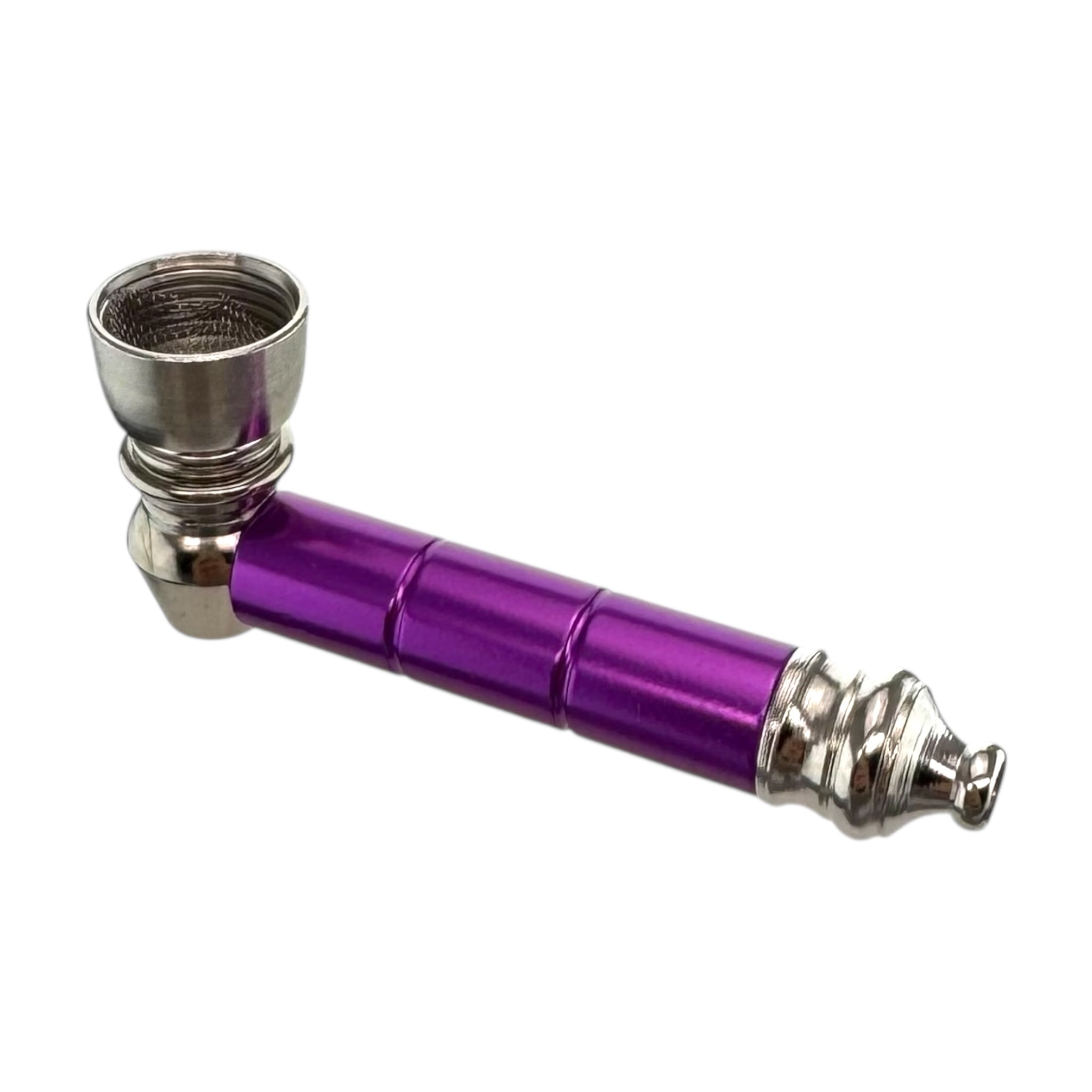 Purple and silver pipe on a white background