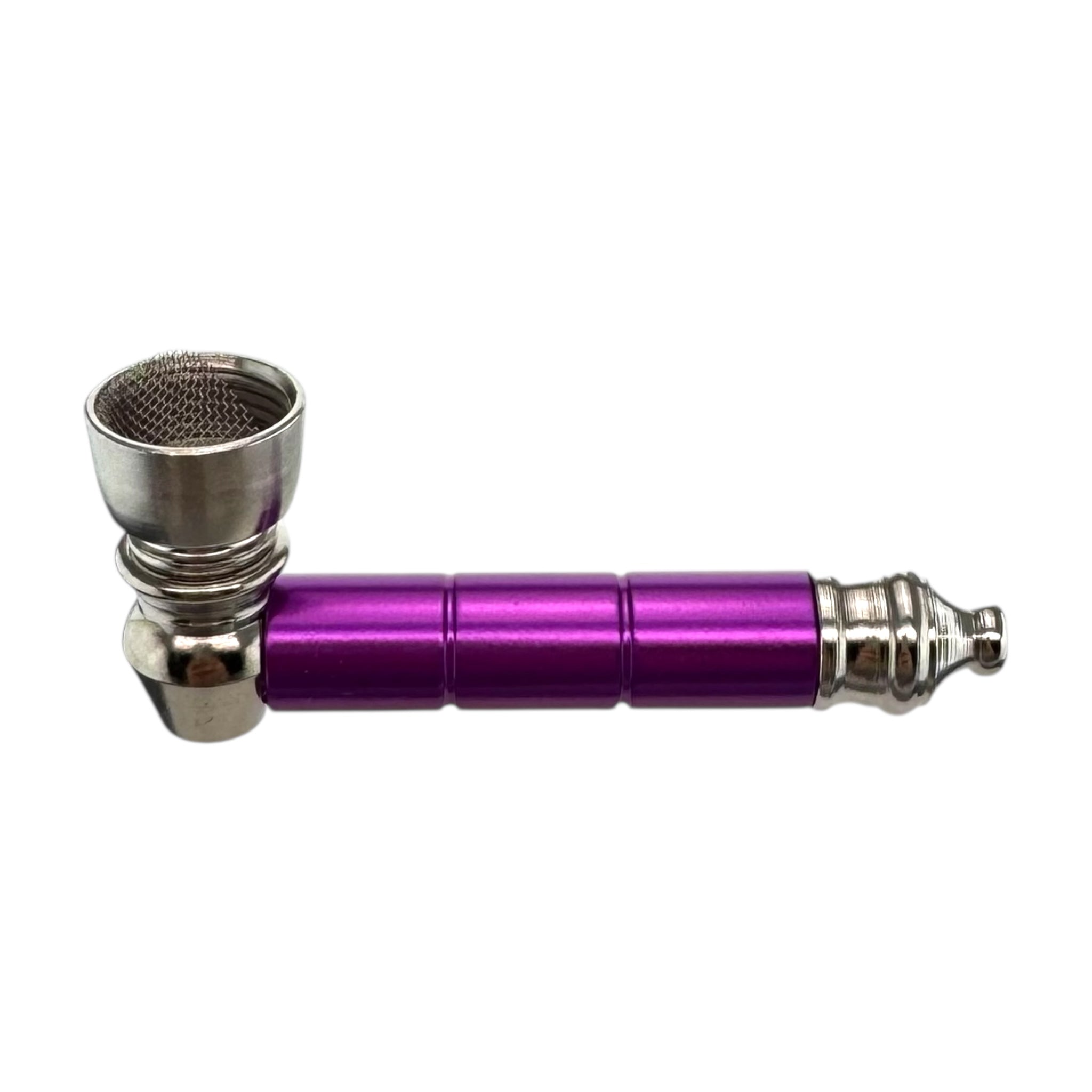 Metal Hand Pipes - Silver & Purple Basic Aluminum Metal Pipe With Small Chamber