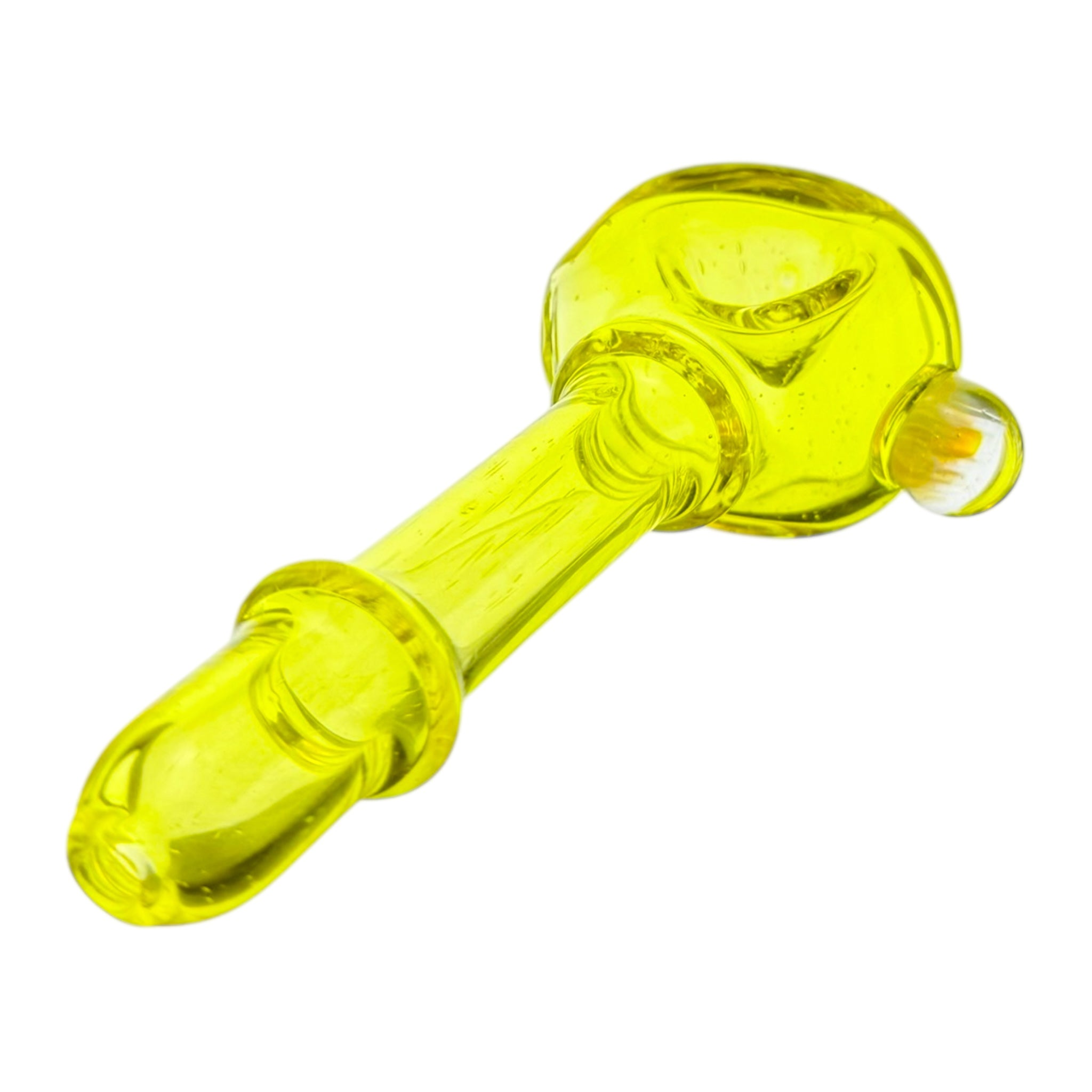 Translucent Lemon Drop Yellow Glass Hand Pipe With Millie Marble