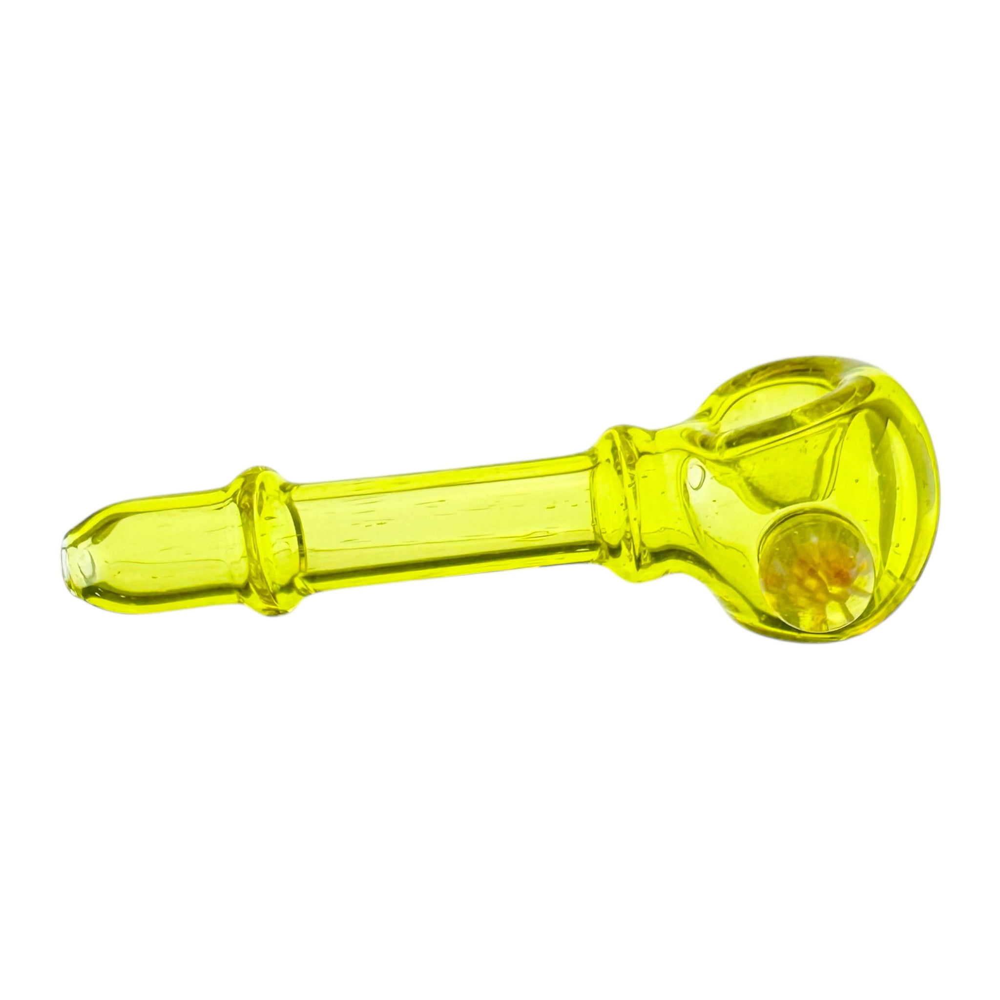 Translucent Lemon Drop Yellow Glass Hand Pipe With Millie Marble