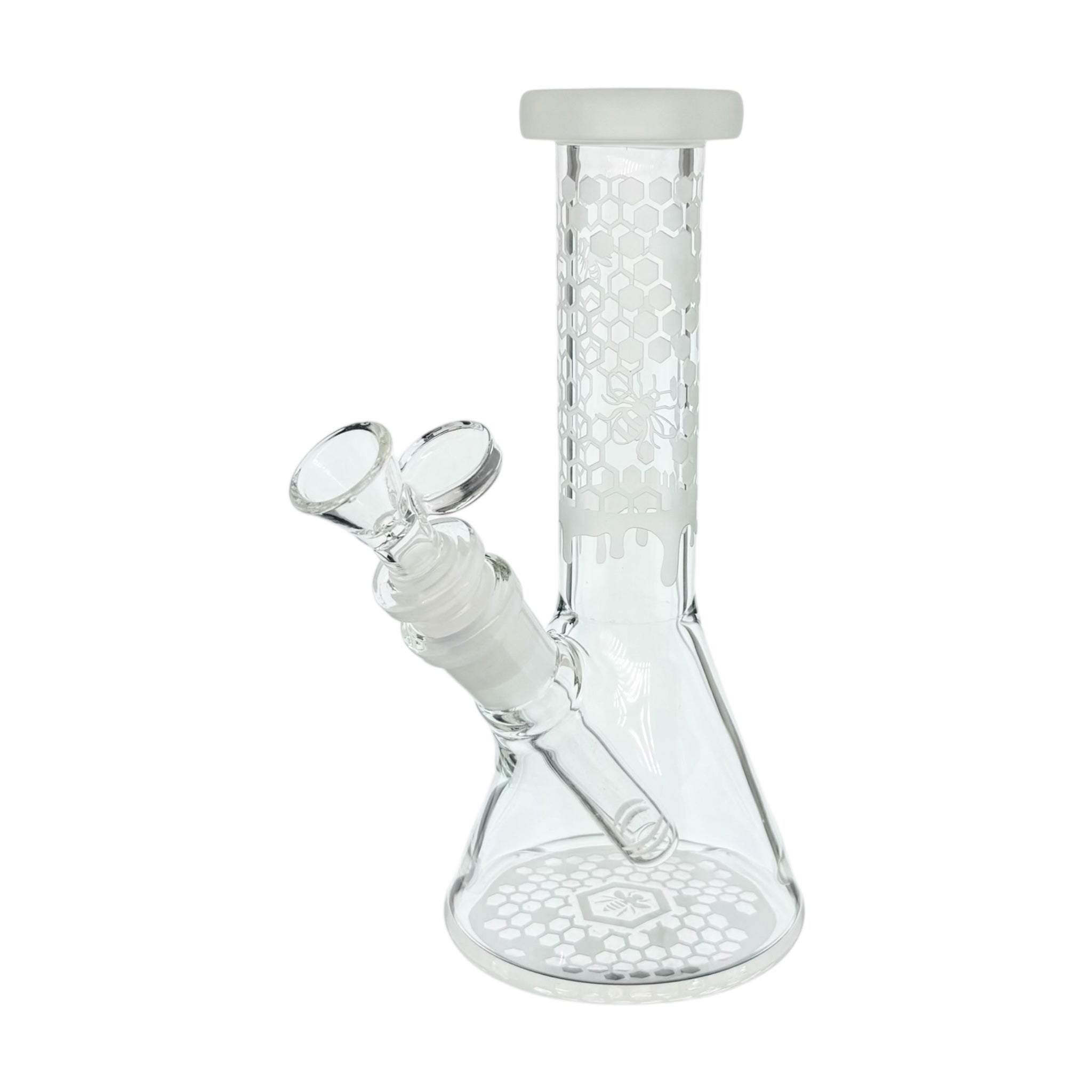 8 inch Sandblasted Beaker Base Glass Bong With Honeycomb And Bees
