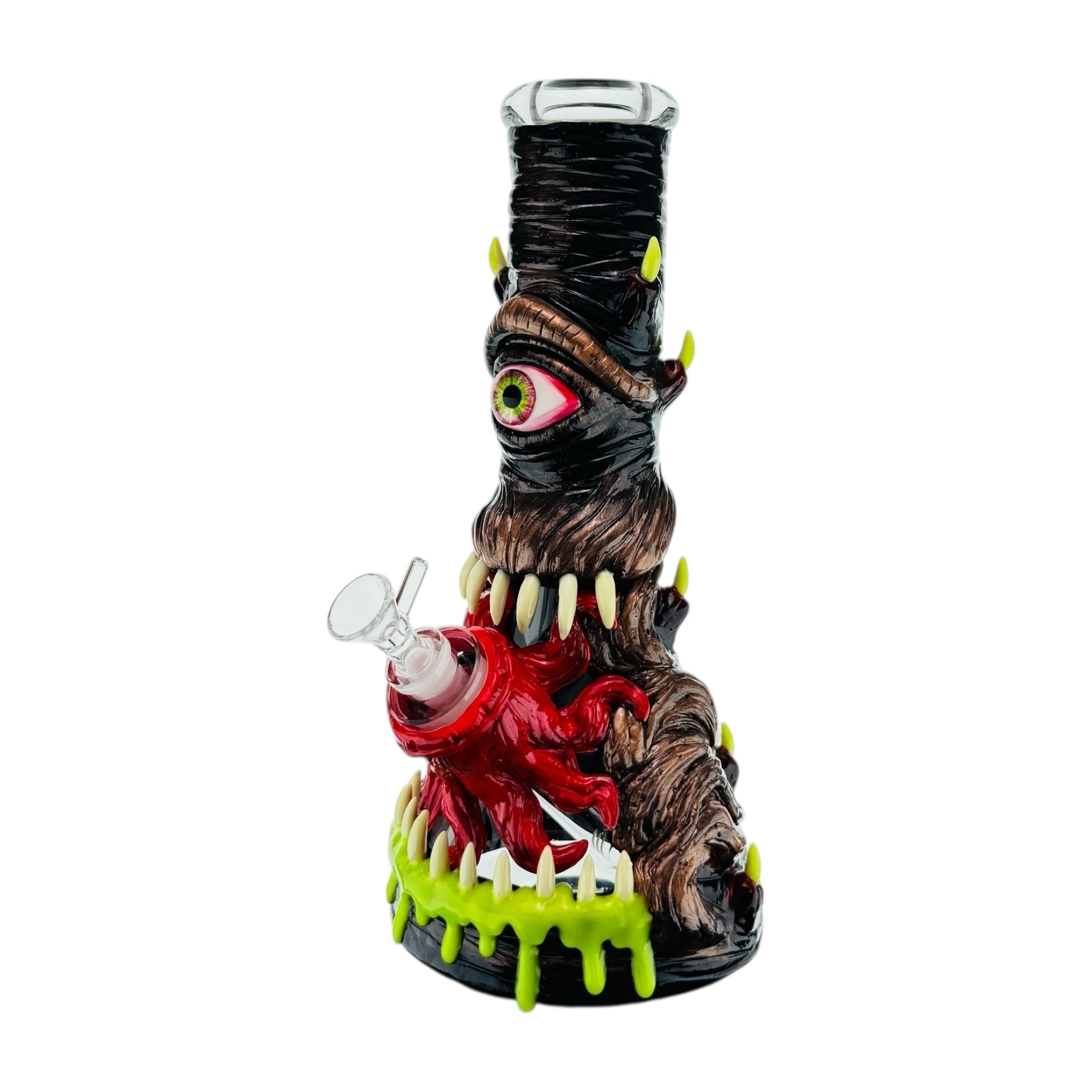 monster bong black spooky beaker bong with Halloween theme