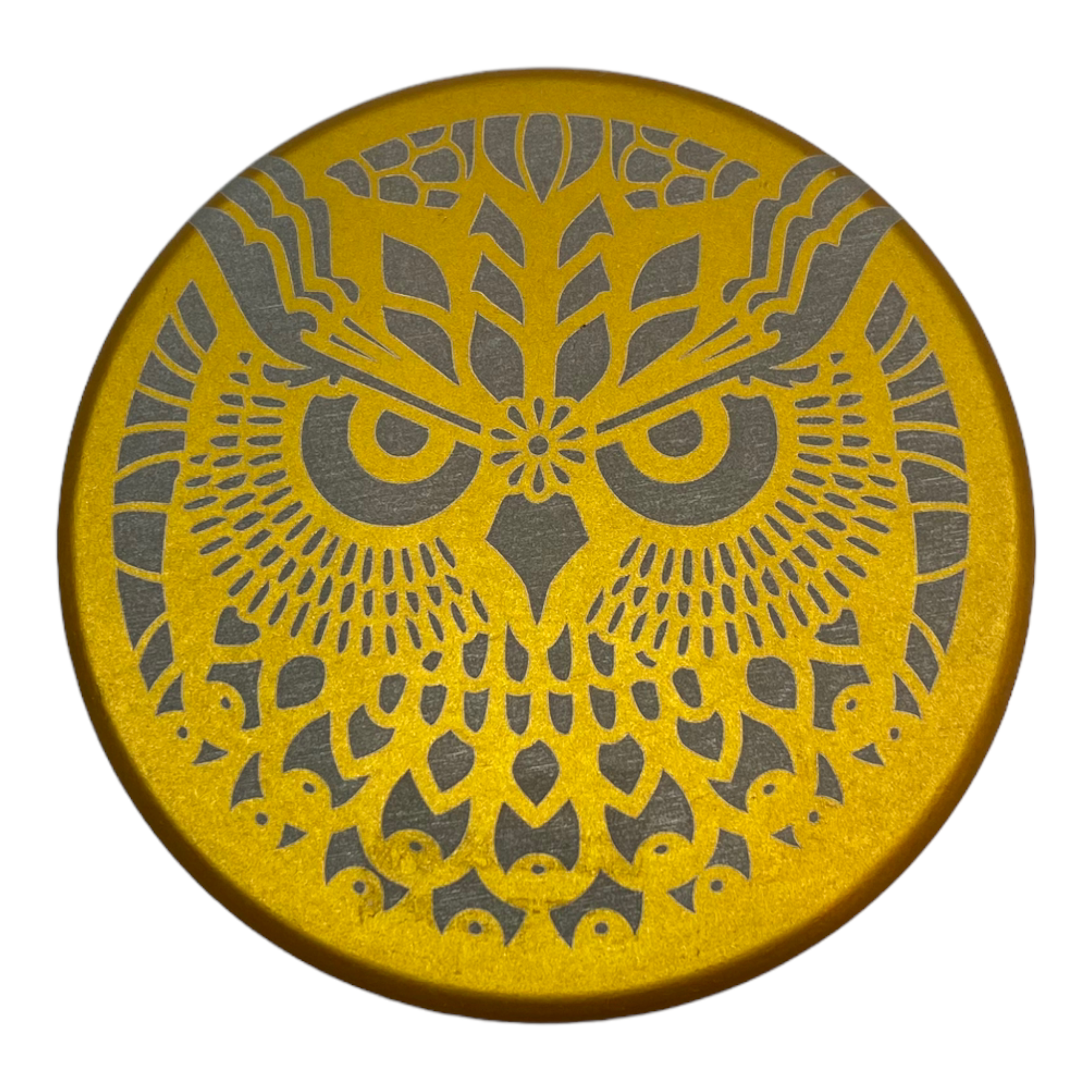 Tahoe Grinders - Gold Anodized Aluminum Large Two Piece Herb Grinder With Owl Face