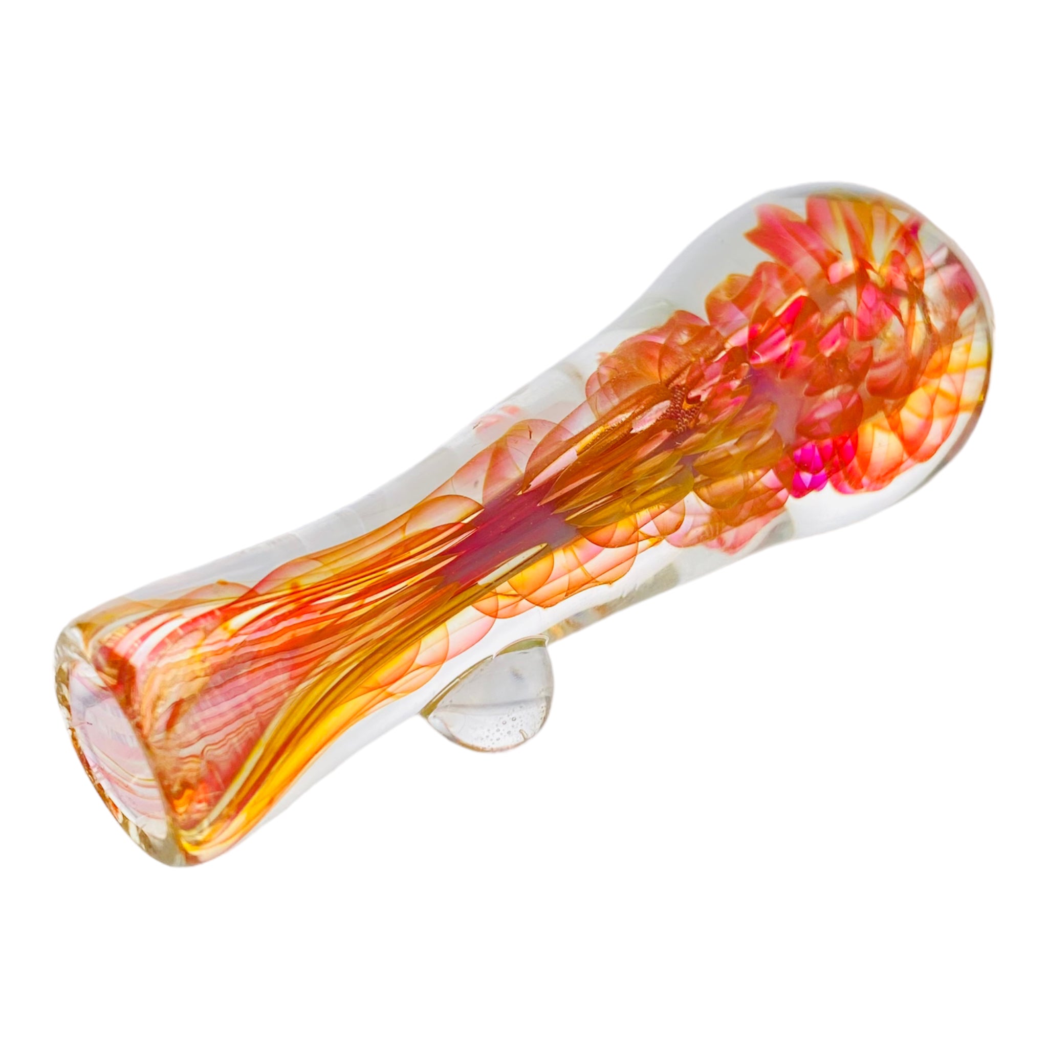 Glass Chillum Pipe - Pink Gold Fuming Inside Out Explosion