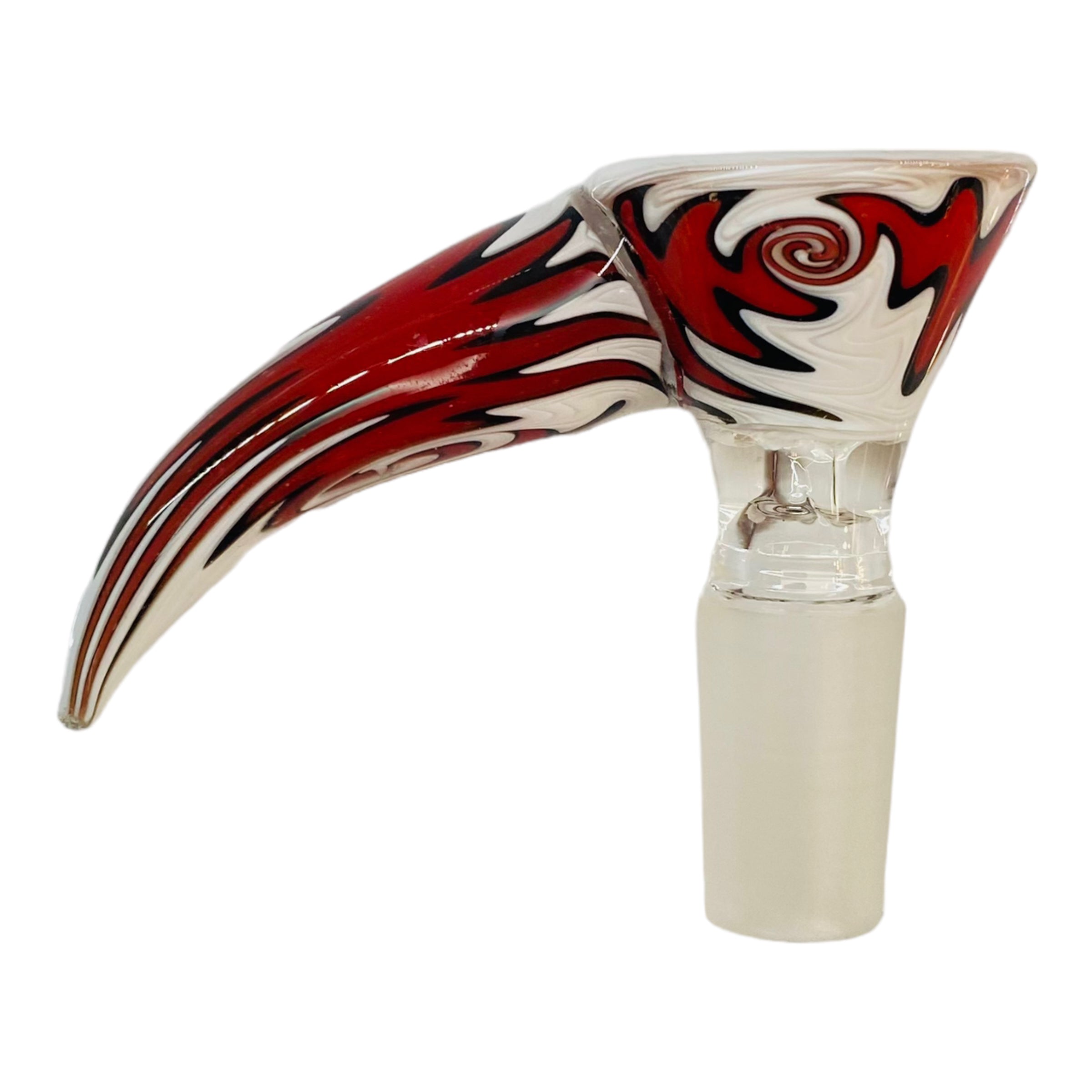 14mm Flower Bowls - Large Horn Martini Bong Bowl Piece With Color Wig Wag - Red, Black, And White