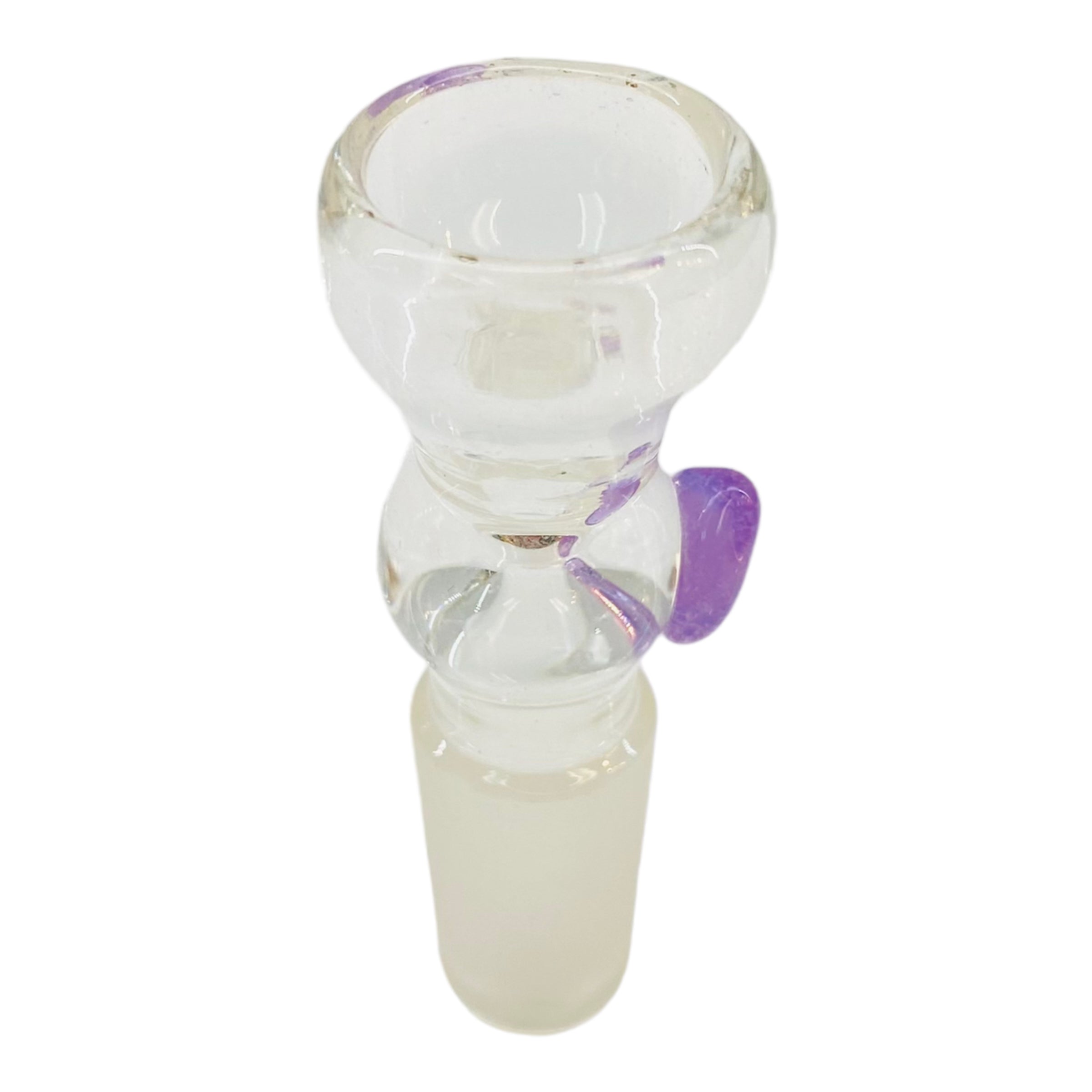 14mm Flower Bowl - Clear Martini Shape Funnel Bong Bowl Piece With Color Dot - Purple